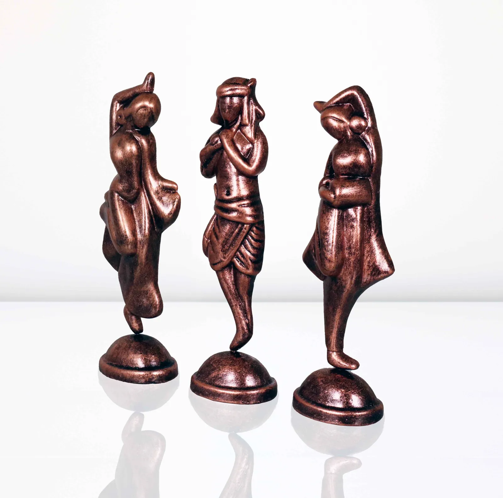 Krishna with Gopiya - Metallic Bronze | Handmade Terracotta Clay Figurine | Abstract Terracotta Showpieces