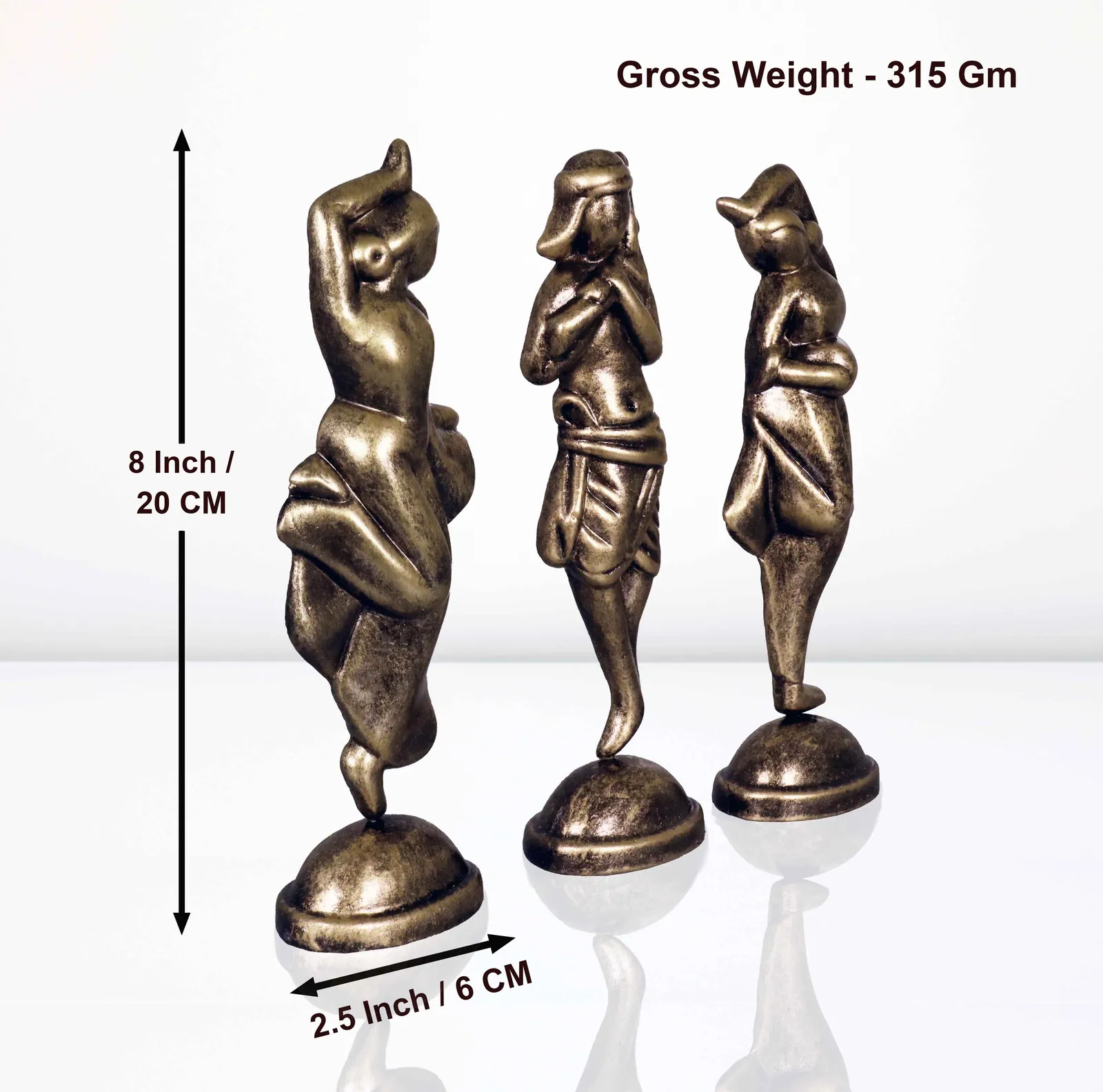 Krishna with Gopiya - Metallic Golden | Handmade Terracotta Clay Figurine | Abstract Terracotta Showpieces