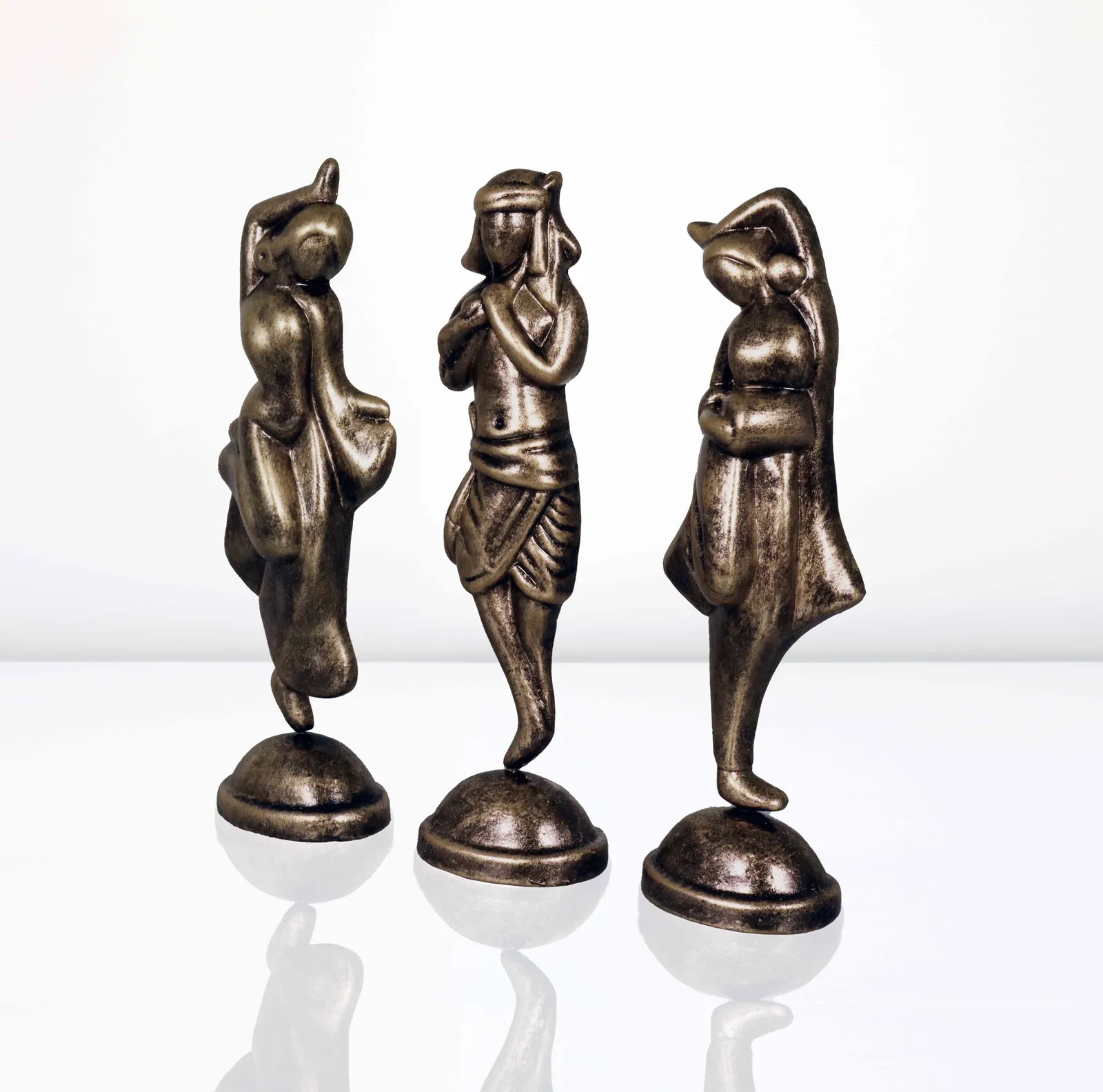 Krishna with Gopiya - Metallic Golden | Handmade Terracotta Clay Figurine | Abstract Terracotta Showpieces