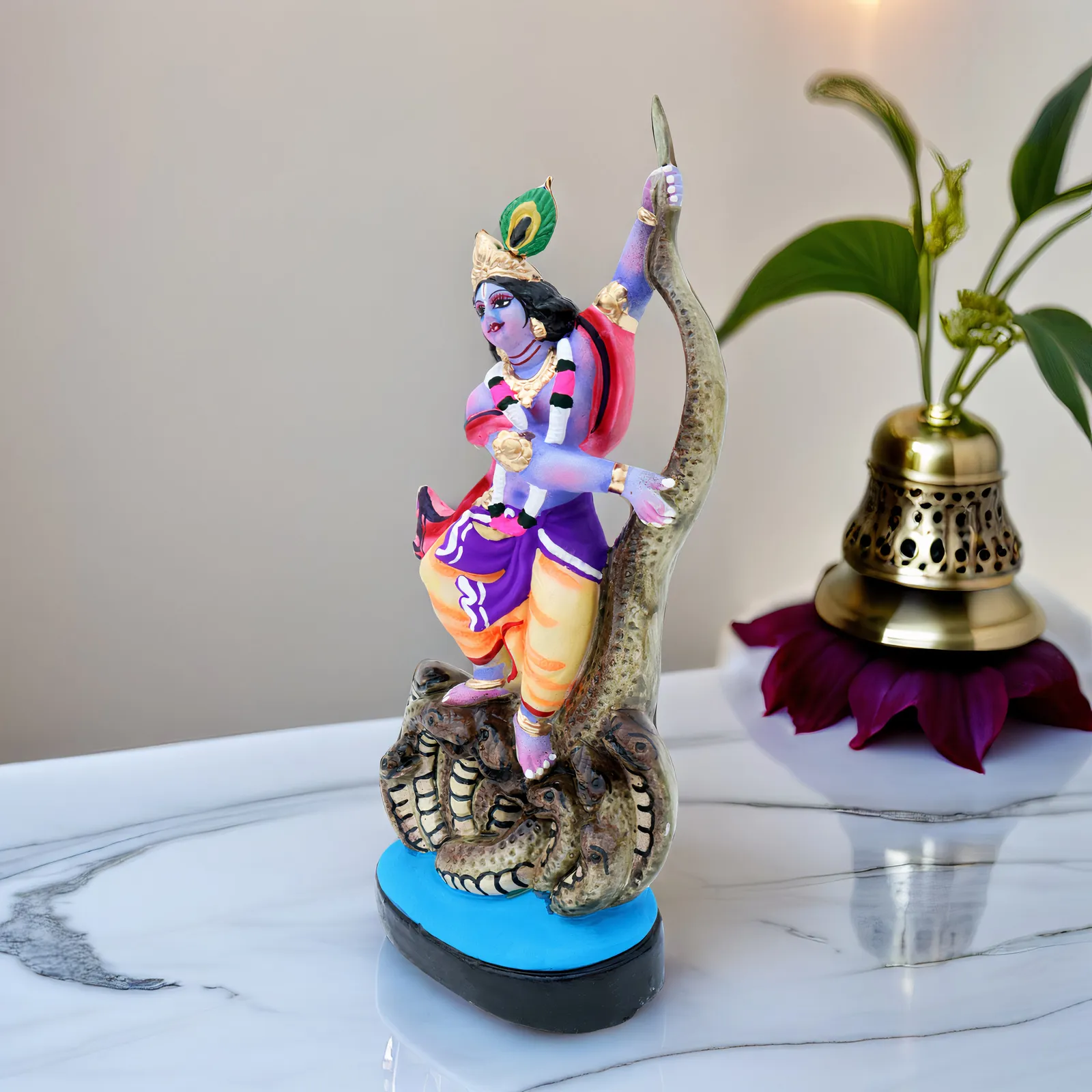 Krishna's Kaliya Naag Daman - Clay Terracotta Idol | Spiritual and Cultural Art