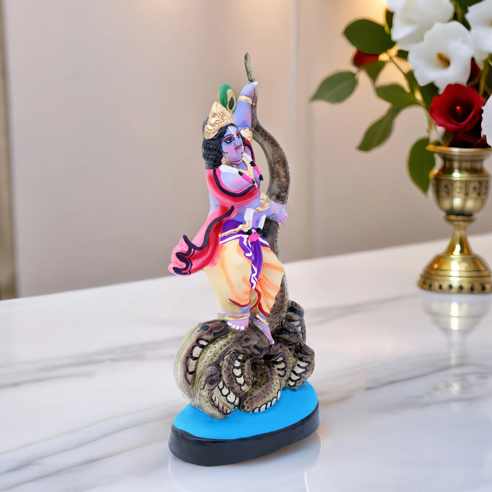 Krishna's Kaliya Naag Daman - Clay Terracotta Idol | Spiritual and Cultural Art