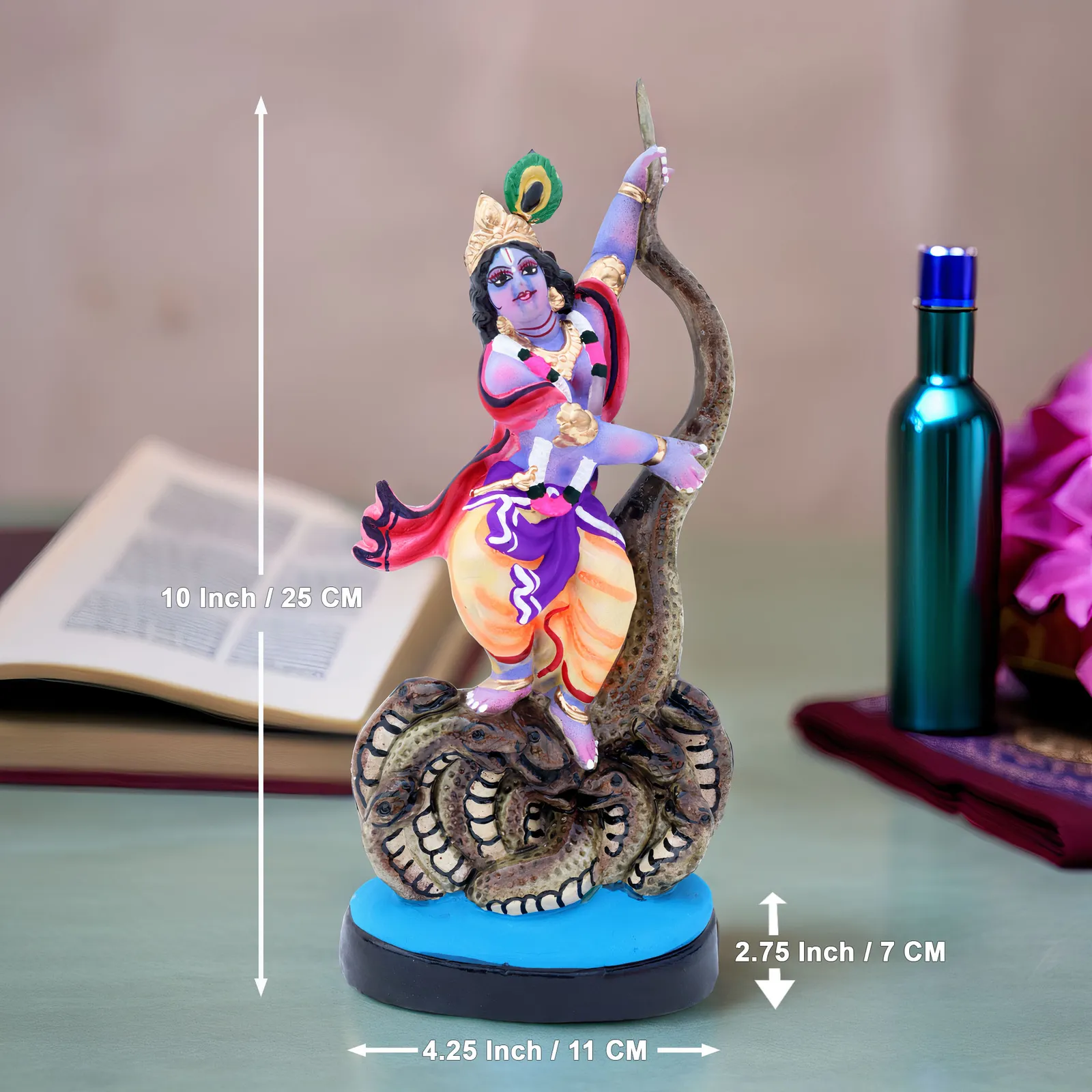 Krishna's Kaliya Naag Daman - Clay Terracotta Idol | Spiritual and Cultural Art