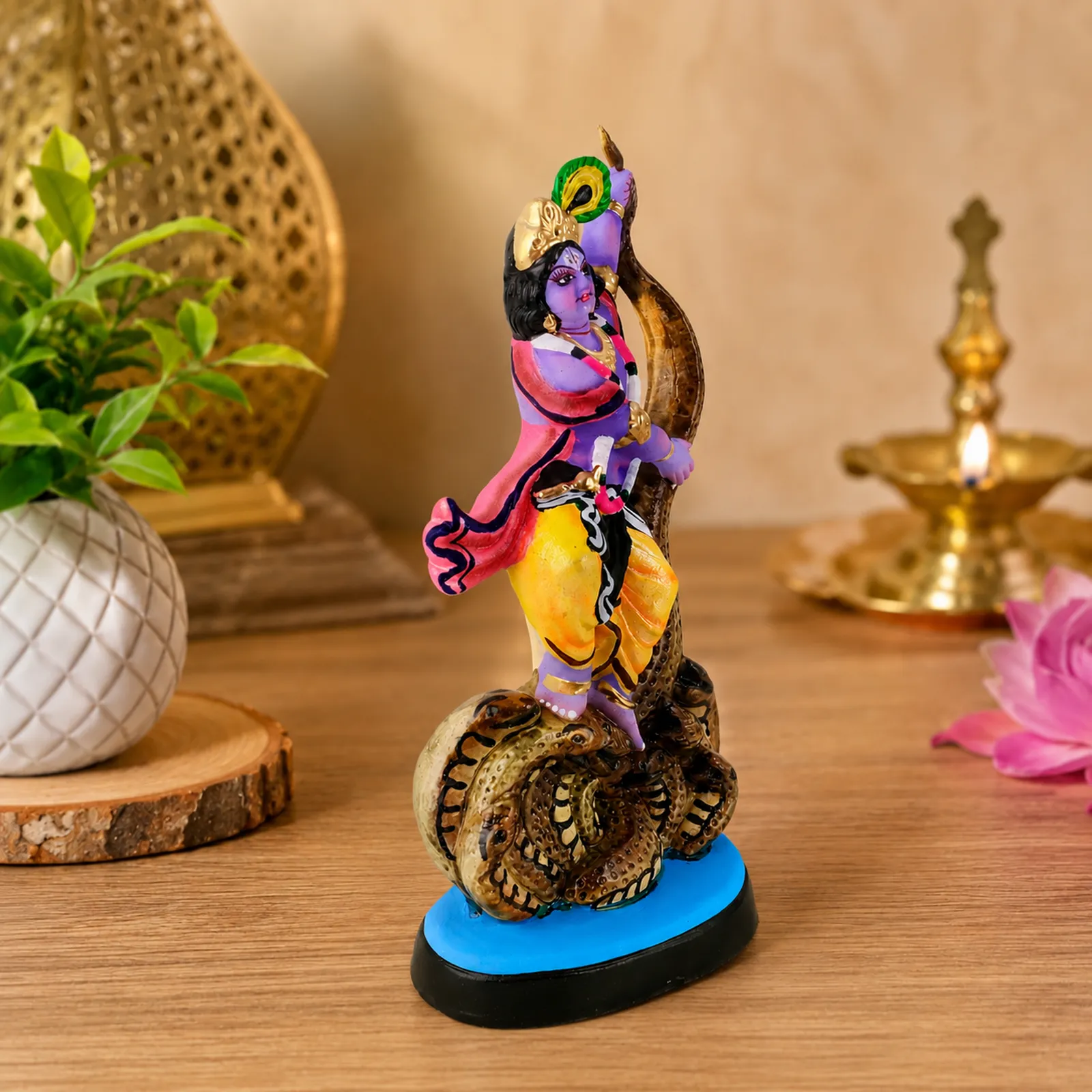 Krishna's Kaliya Naag Daman - Clay Terracotta Idol | Spiritual and Cultural Art