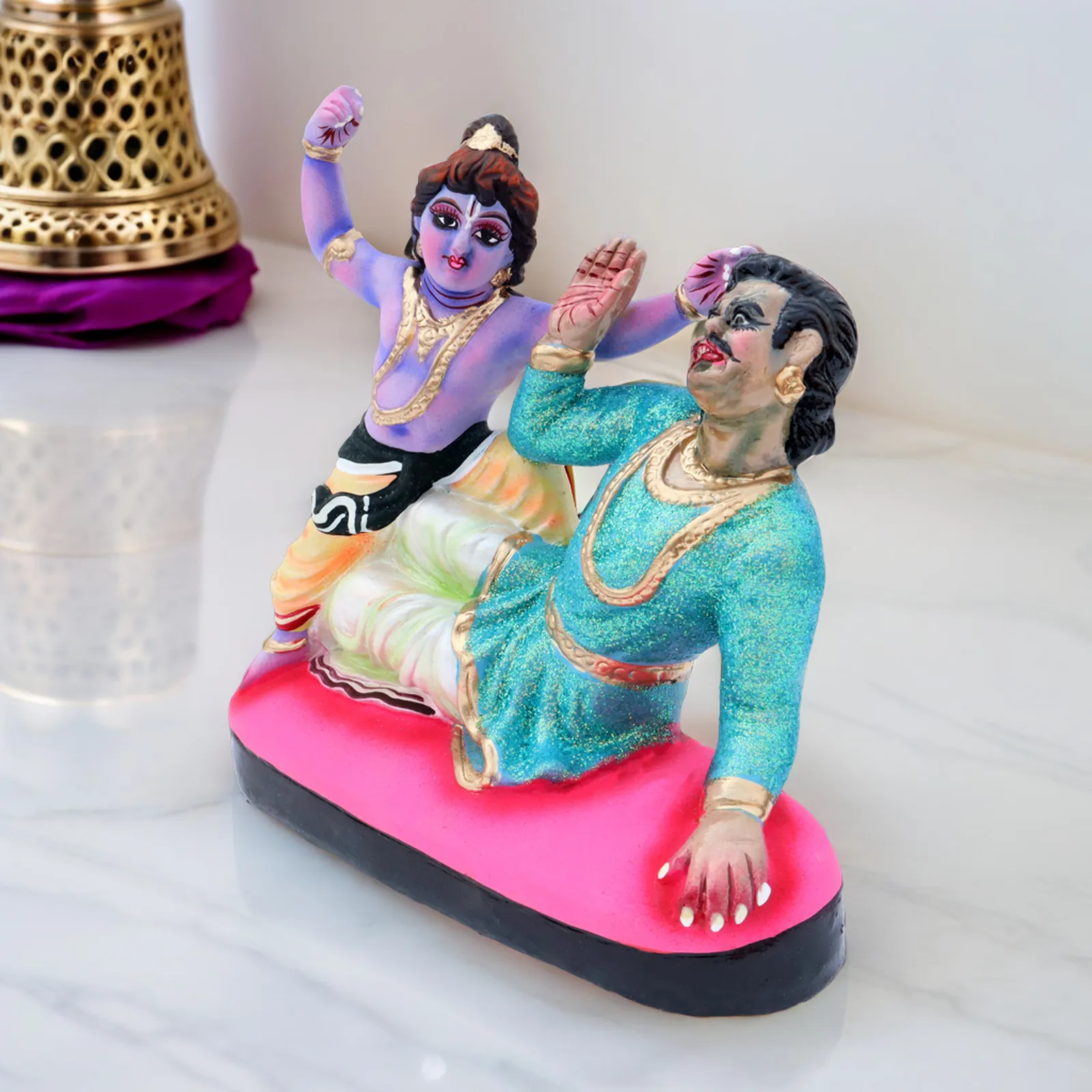 Krishna's Kans Vadh - Clay Terracotta Idol | Spiritual and Cultural Art