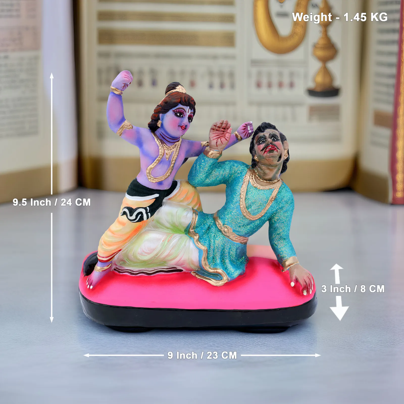 Krishna's Kans Vadh - Clay Terracotta Idol | Spiritual and Cultural Art