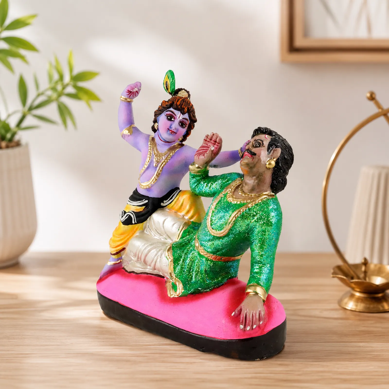 Krishna's Kans Vadh - Clay Terracotta Idol | Spiritual and Cultural Art