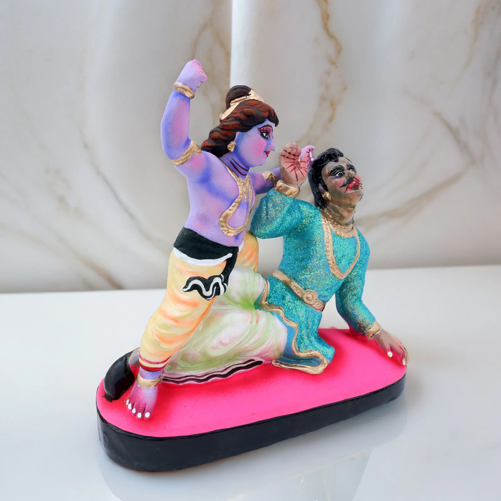 Krishna's Kans Vadh - Clay Terracotta Idol | Spiritual and Cultural Art