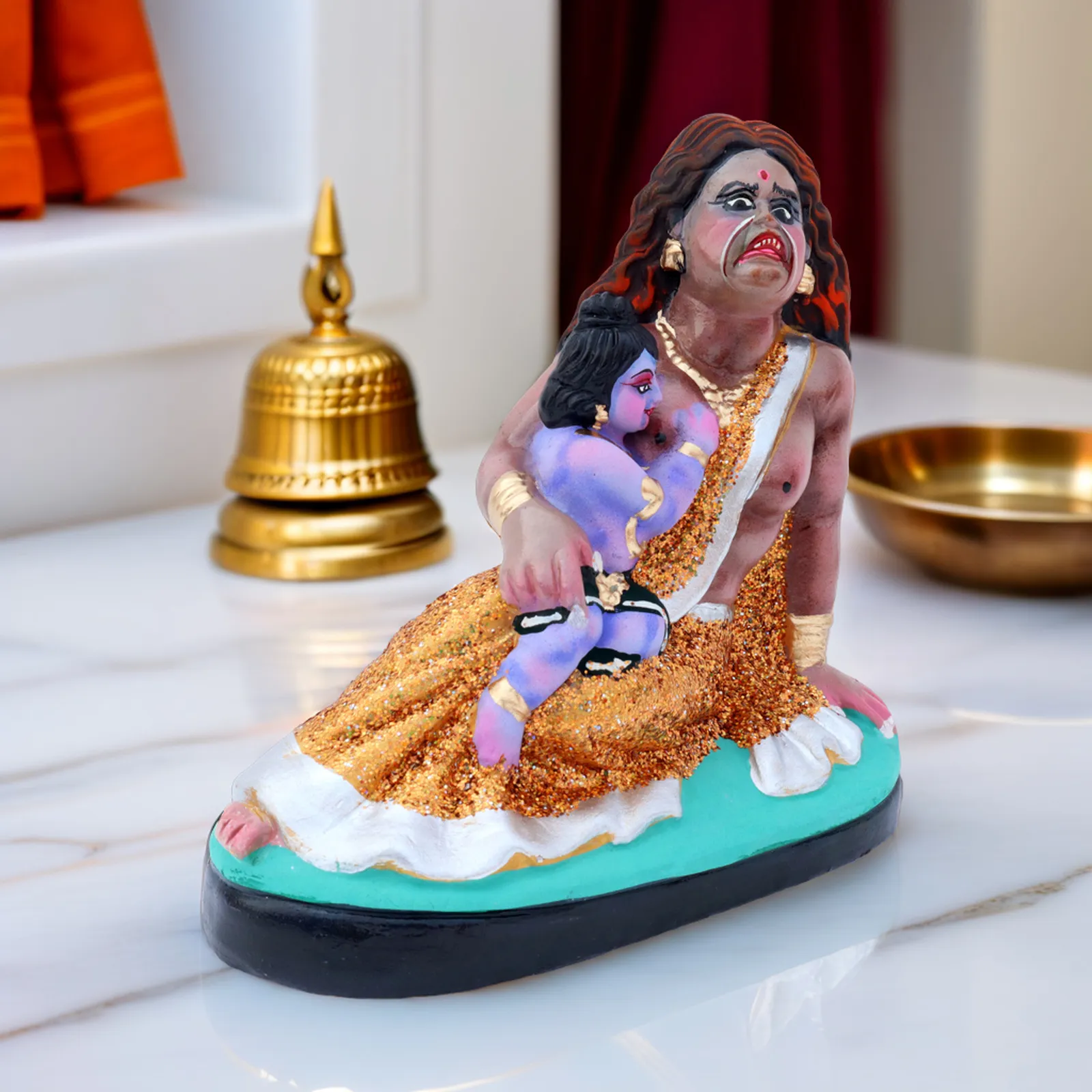 Krishna's Putna Vadh - Clay Terracotta Idol | Spiritual and Cultural Art