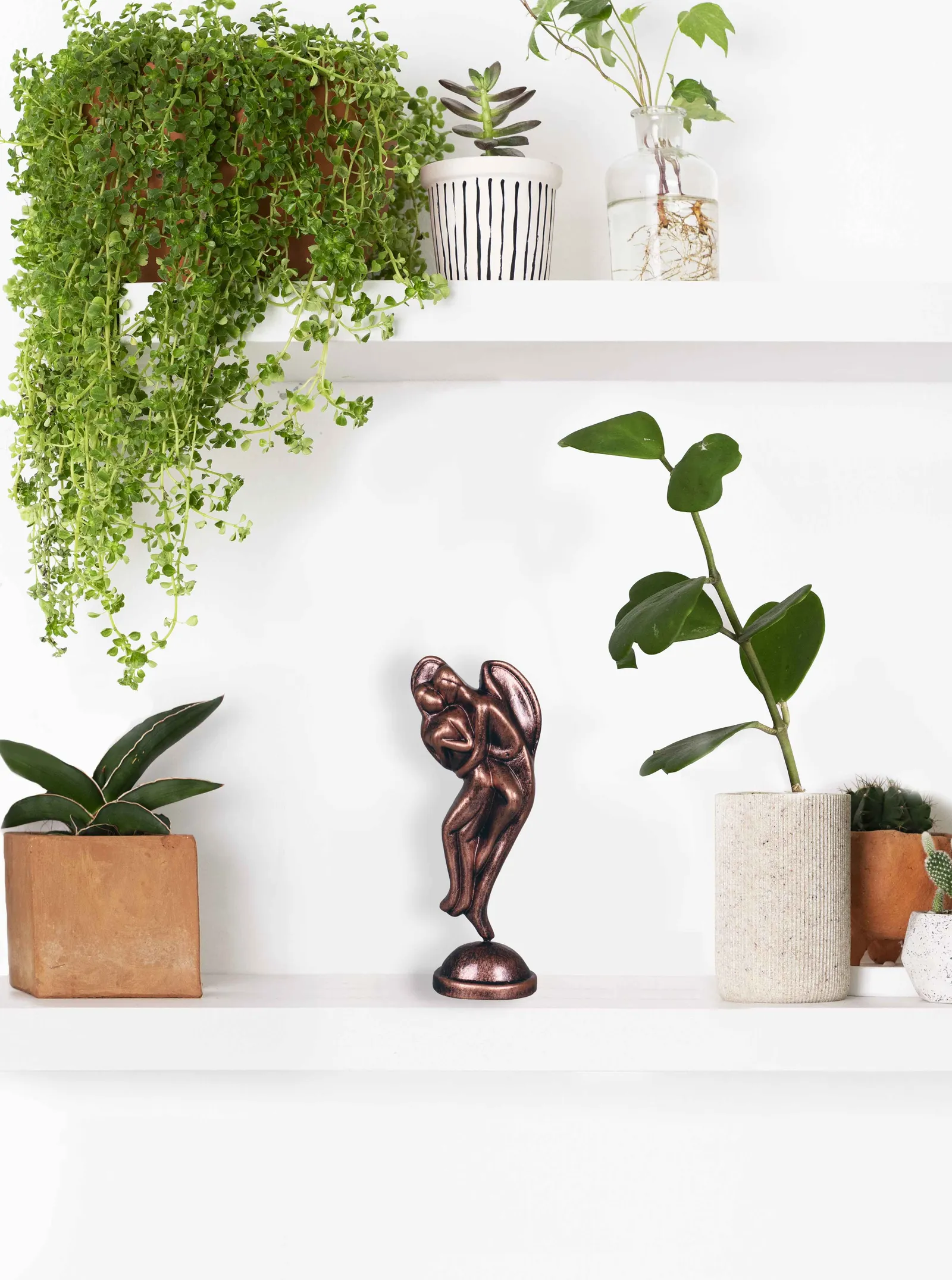 Love Angels Couple - Metallic Bronze | Handmade Terracotta Clay Figurine | Abstract Terracotta Showpieces
