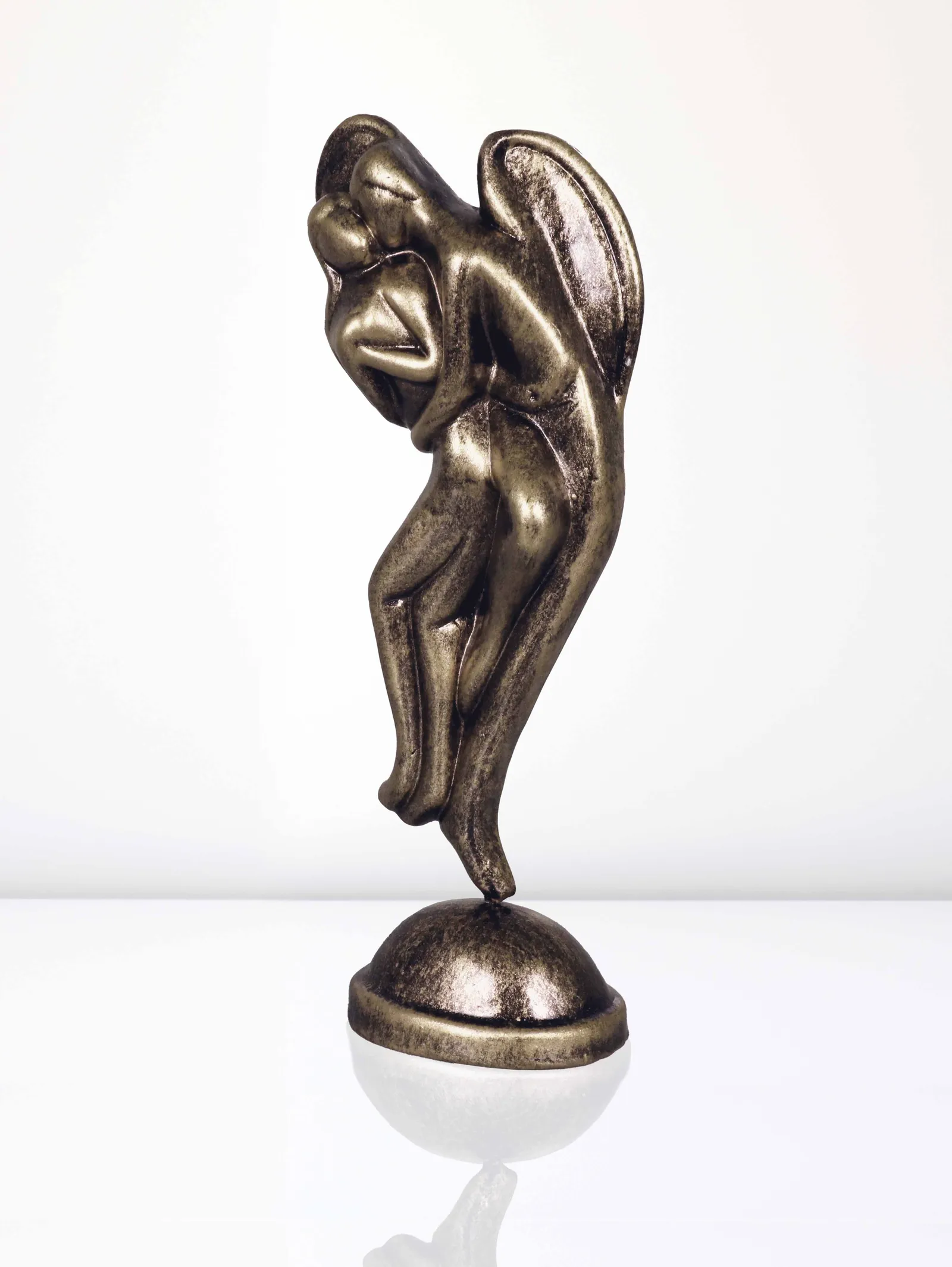 Love Angels Couple - Metallic Golden | Handmade Terracotta Clay Figurine | Abstract Terracotta Showpieces