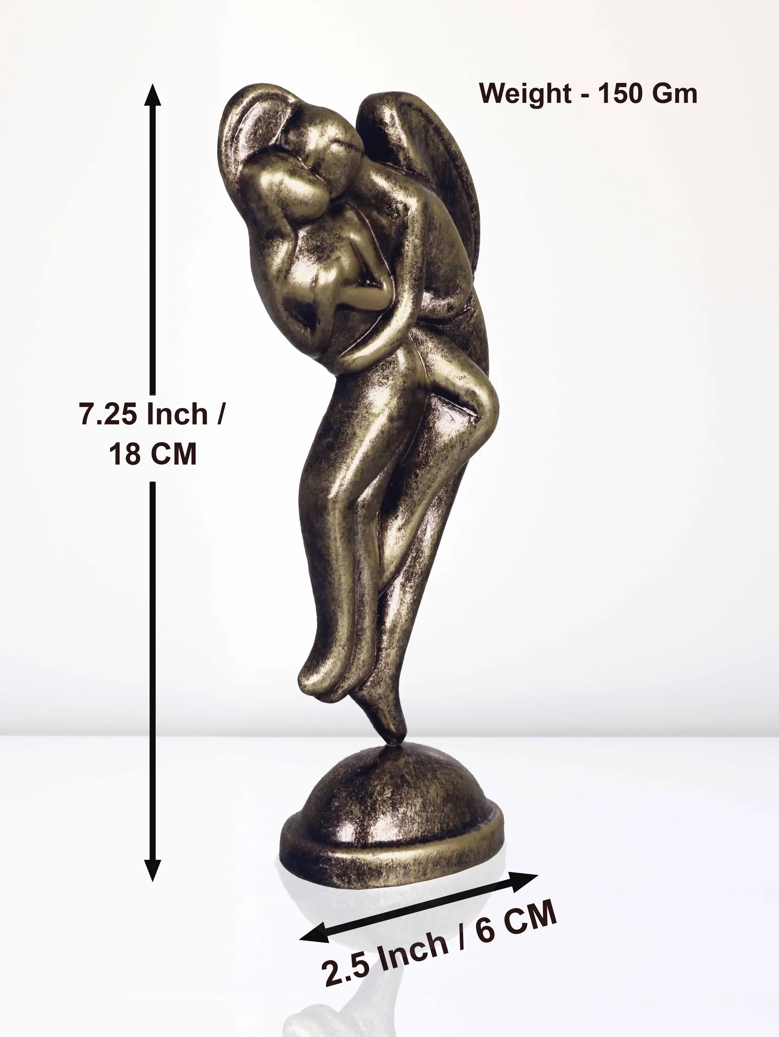 Love Angels Couple - Metallic Golden | Handmade Terracotta Clay Figurine | Abstract Terracotta Showpieces