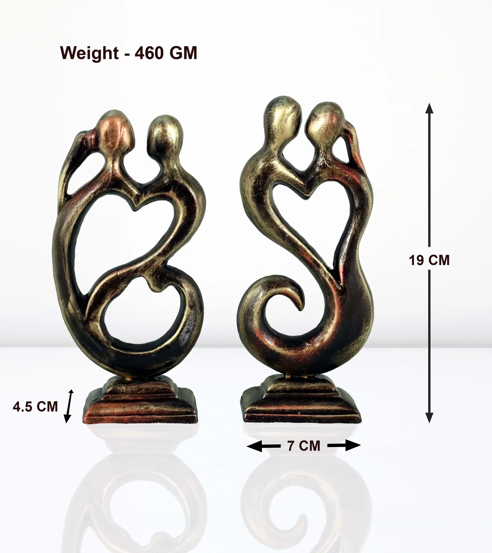 Love Couple - Metallic Golden | Handmade Terracotta Clay Figurine | Abstract Terracotta Showpieces