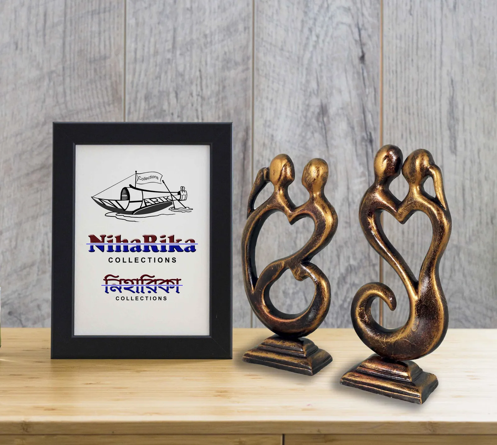 Love Couple - Sunset Golden | Handmade Terracotta Clay Figurine | Abstract Terracotta Showpieces