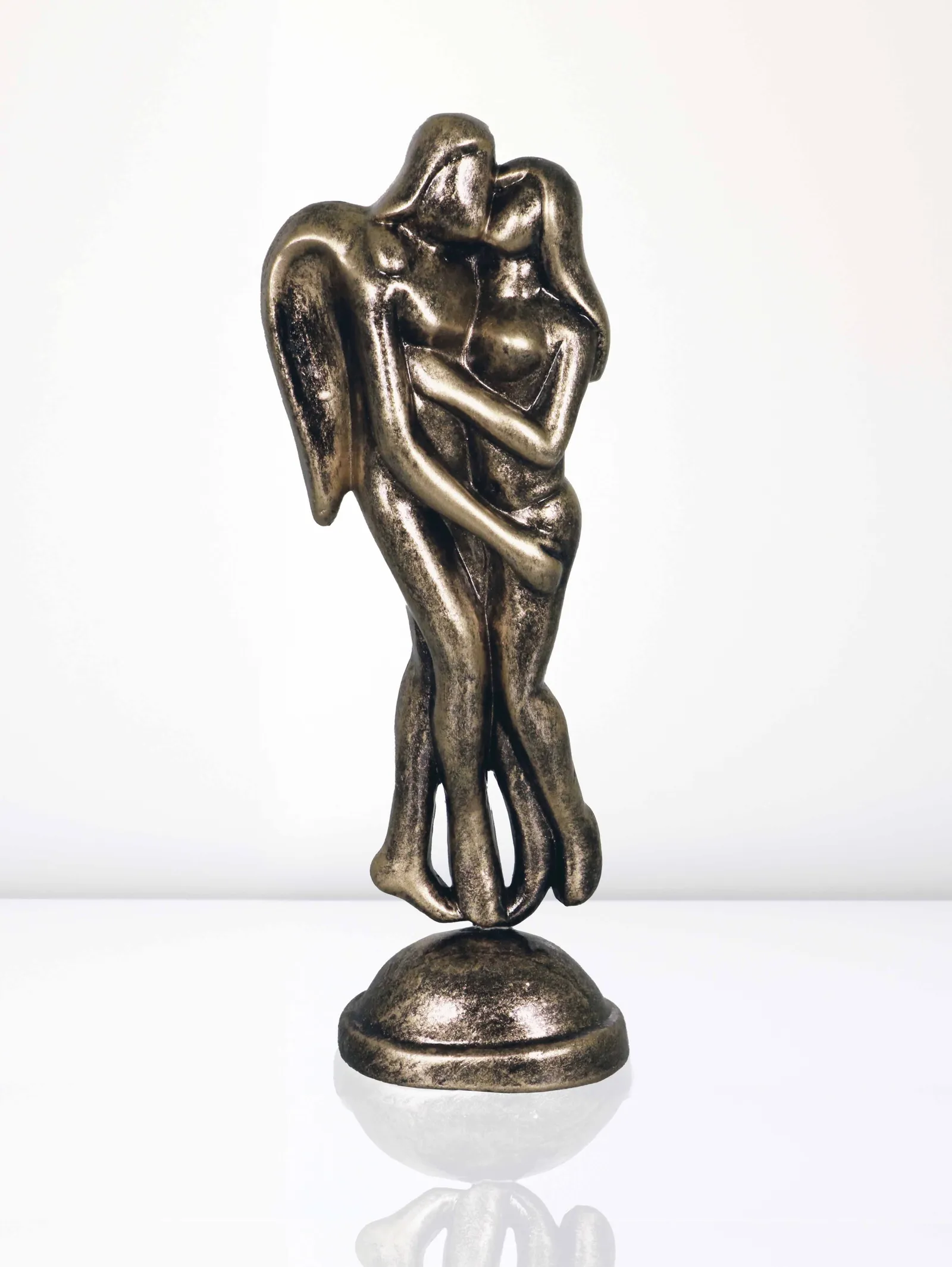 Loving Angels - Metallic Golden | Handmade Terracotta Clay Figurine | Abstract Terracotta Showpieces