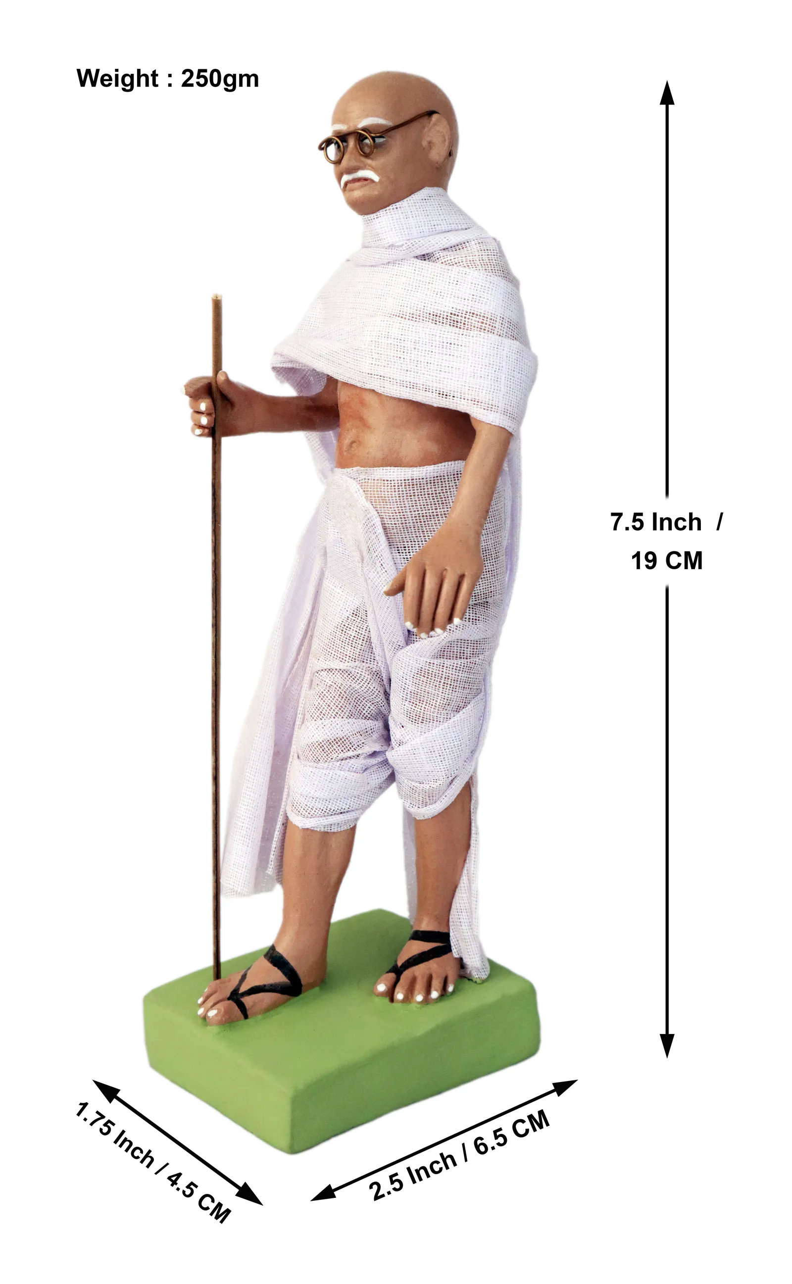 Mahatma Gandhi | Handmade Terracotta Clay Figurine | Standing Human Figure Idols