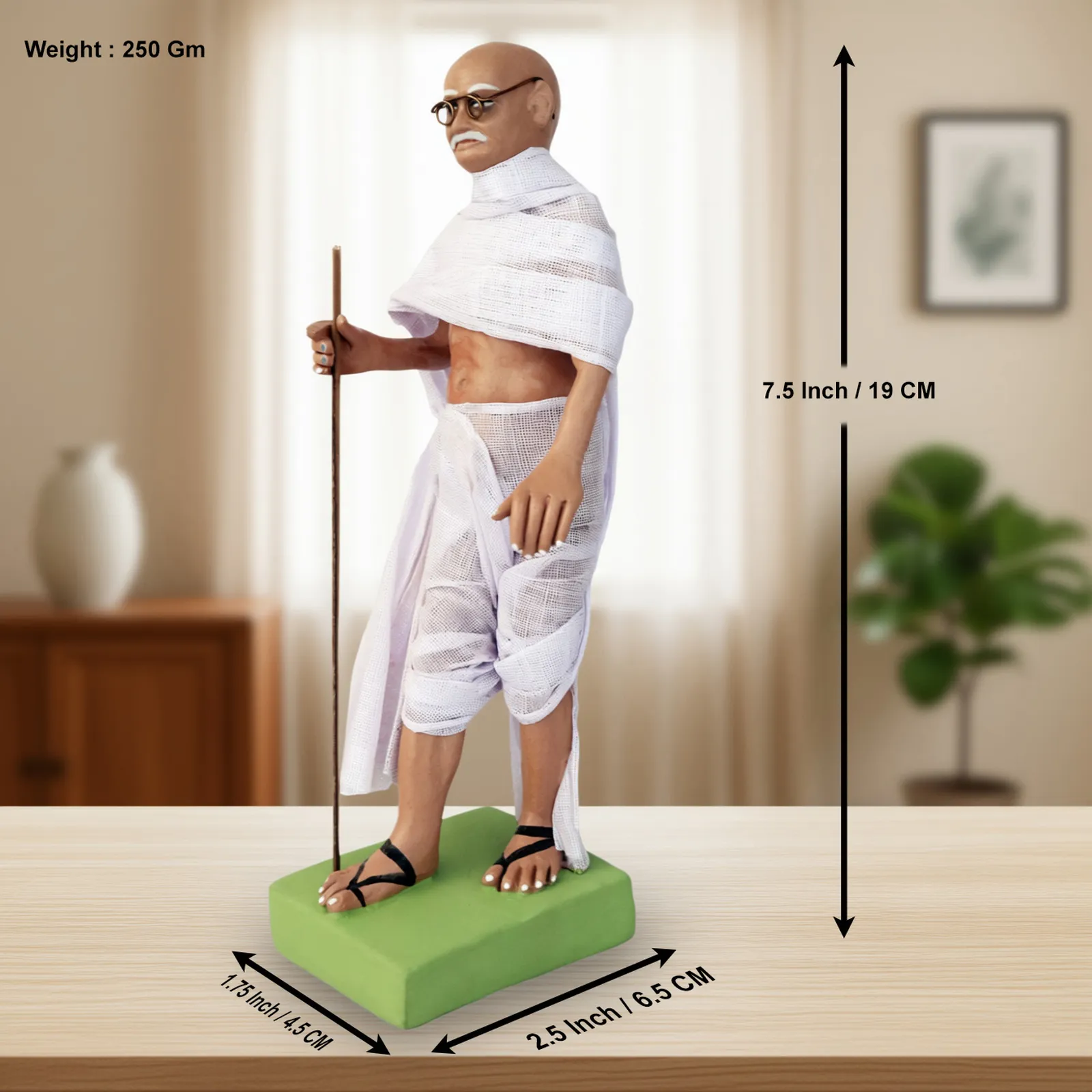 Mahatma Gandhi | Handmade Terracotta Clay Figurine | Standing Human Figure Idols
