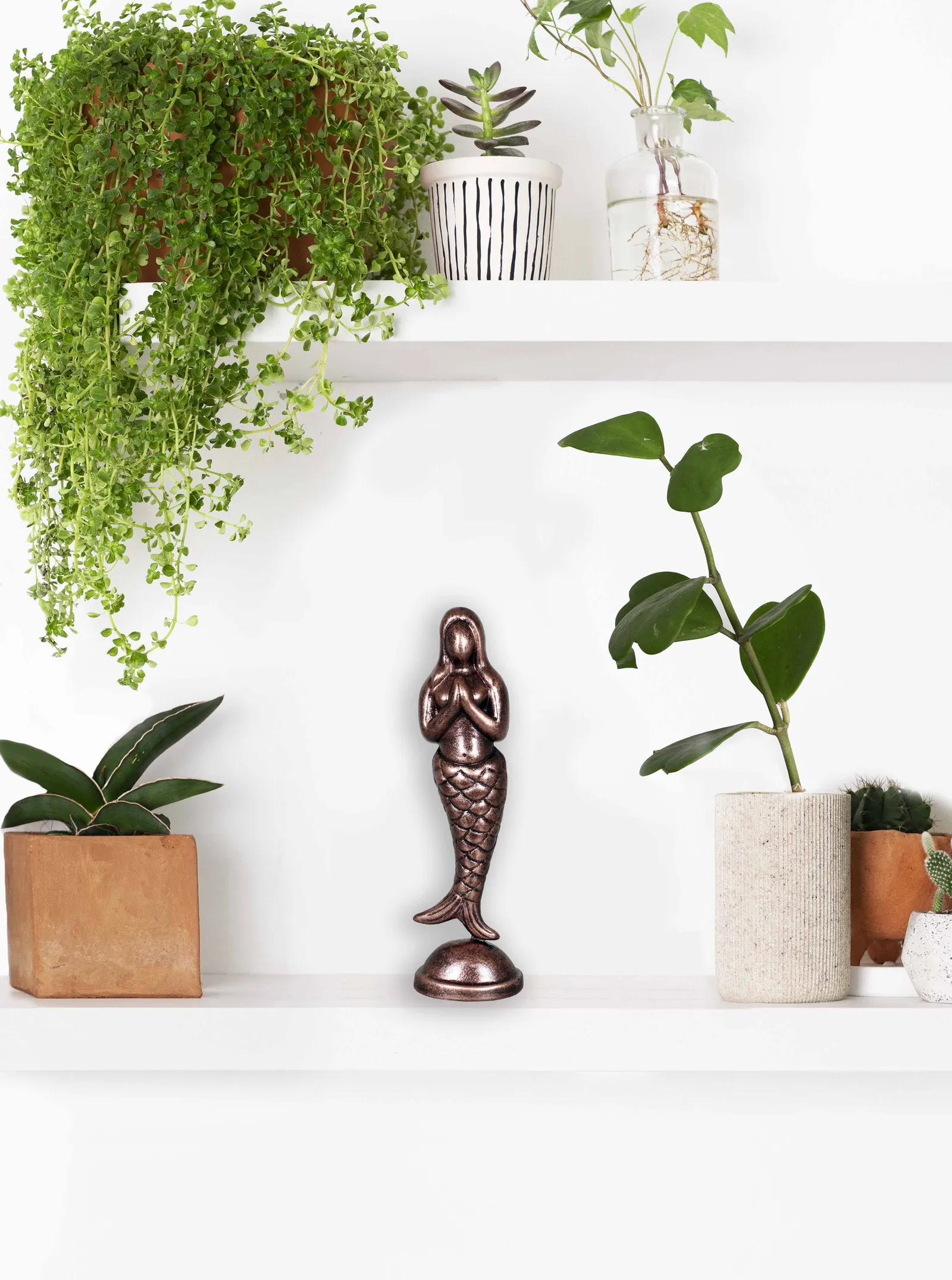Matsya Kany - Metallic Bronze | Handmade Terracotta Clay Figurine | Abstract Terracotta Showpieces