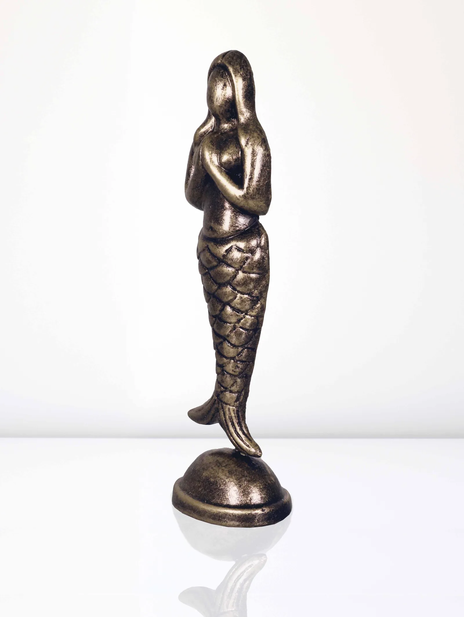 Matsya Kany - Metallic Golden | Handmade Terracotta Clay Figurine | Abstract Terracotta Showpieces