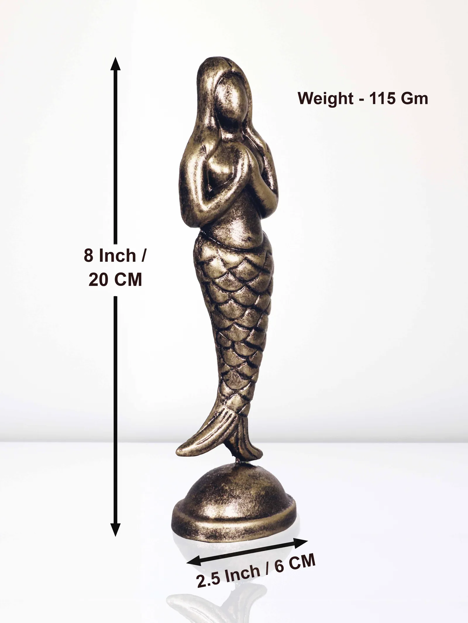 Matsya Kany - Metallic Golden | Handmade Terracotta Clay Figurine | Abstract Terracotta Showpieces