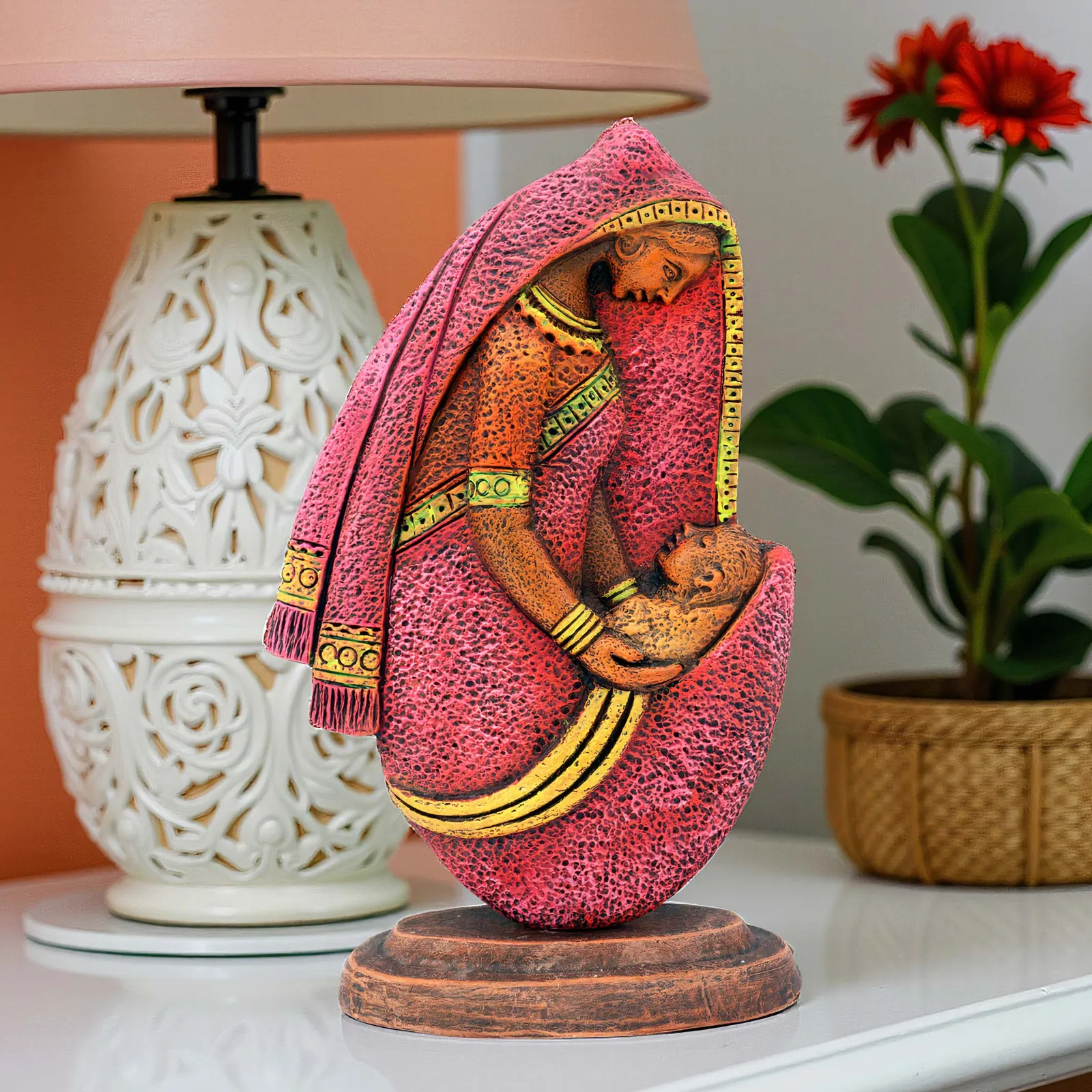 Mother and Child - Mothers Love in Clay | Handmade Terracotta Clay Figurine | Abstract Terracotta Showpieces