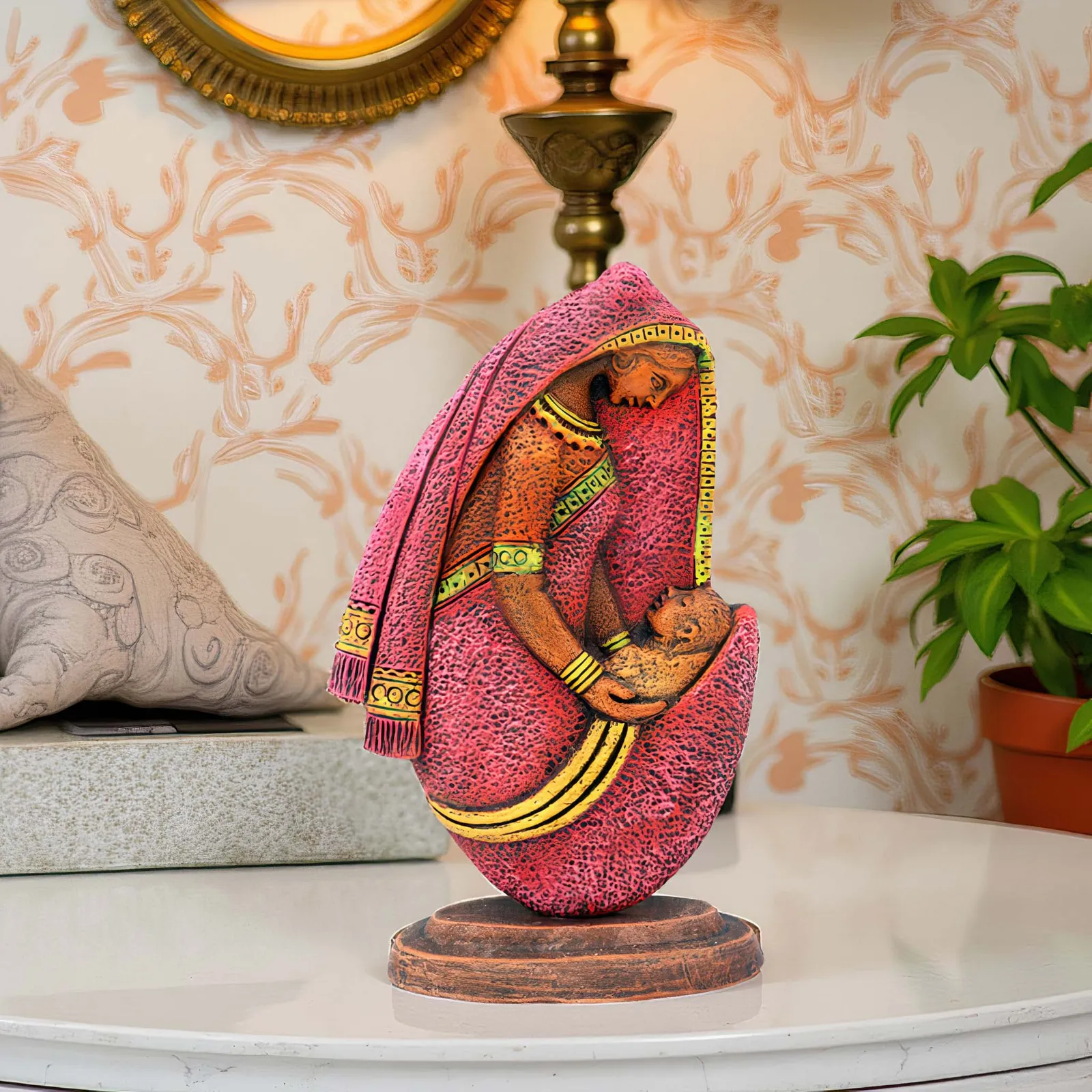 Mother and Child - Mothers Love in Clay | Handmade Terracotta Clay Figurine | Abstract Terracotta Showpieces