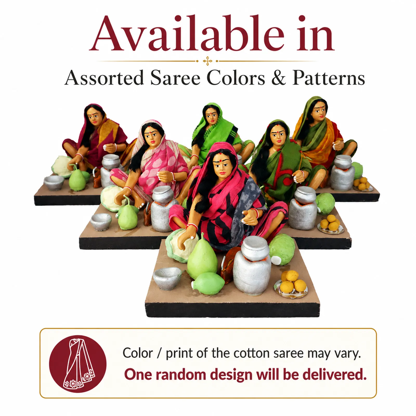 Mother's Hand Cooking - Handmade Terracotta Clay Figurine | Basic Sitting Human Figure Idol