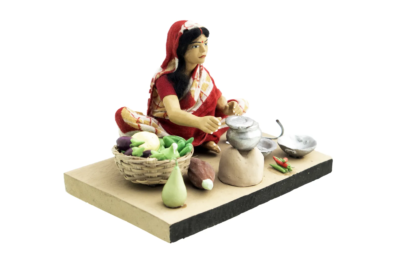 Mother's Hand Cooking - Handmade Terracotta Clay Figurine | Standard Sitting Human Figure Idol