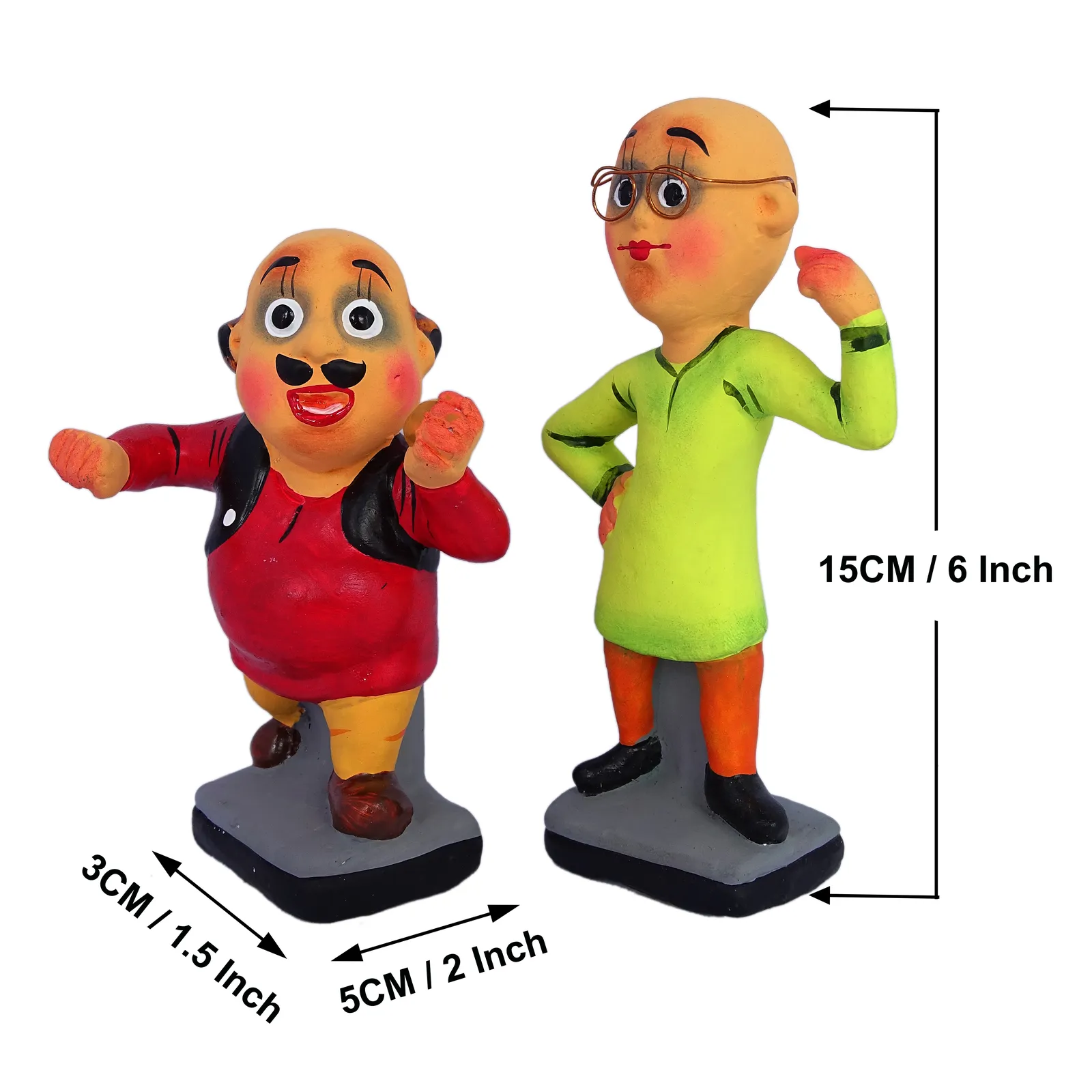 Motu-Patlu -Handmade Clay Miniature Figurines | Terracotta Character Showpiece