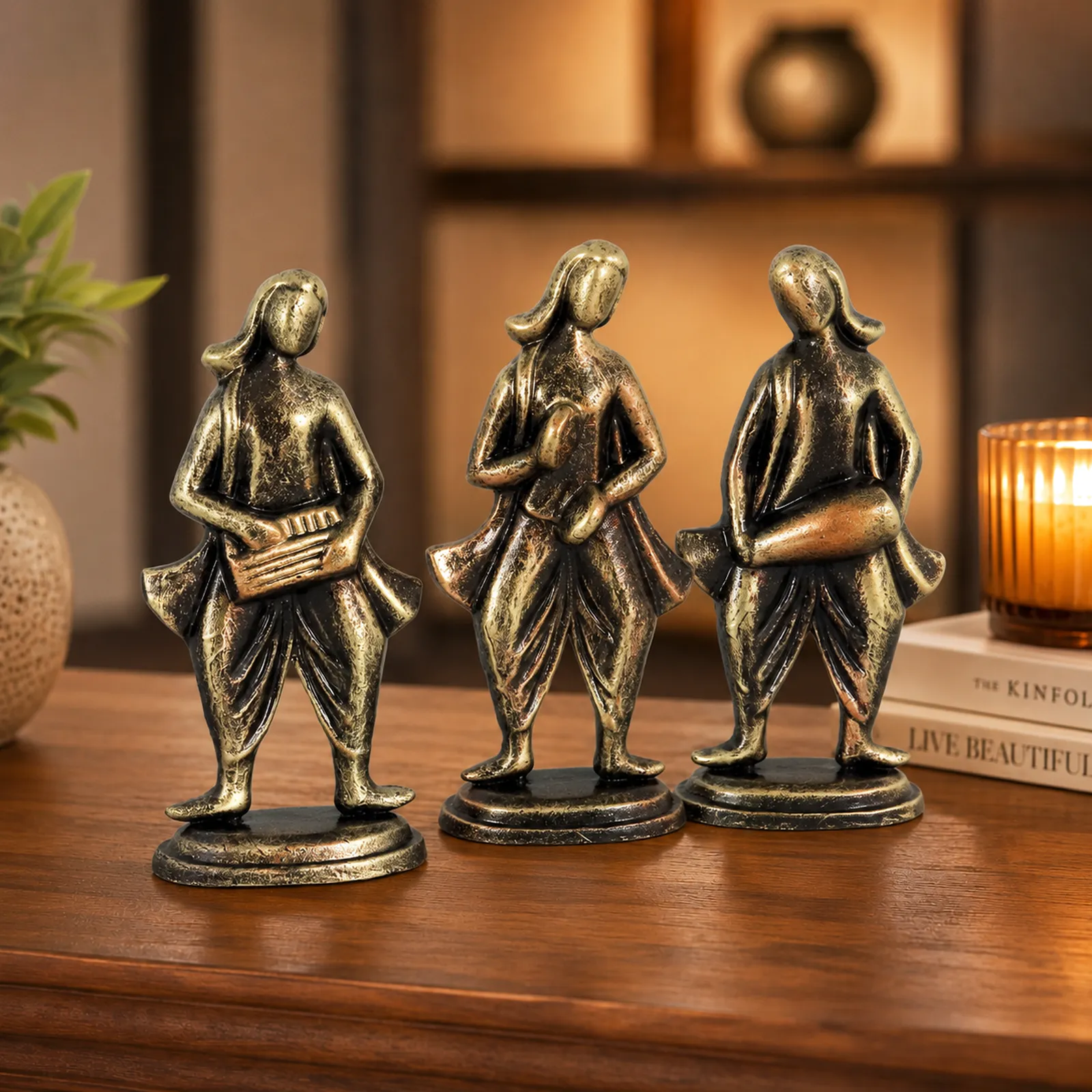 Musical Band - Metallic Golden | Handmade Terracotta Clay Figurine | Abstract Terracotta Showpieces