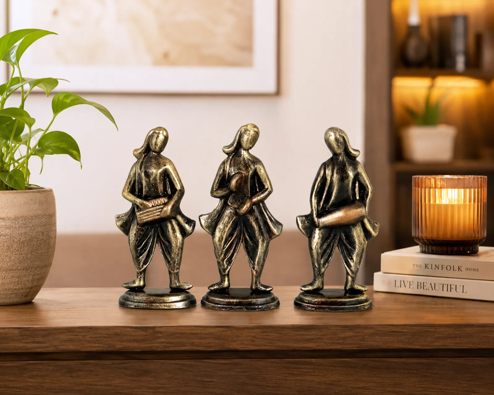 Musical Band - Metallic Golden | Handmade Terracotta Clay Figurine | Abstract Terracotta Showpieces