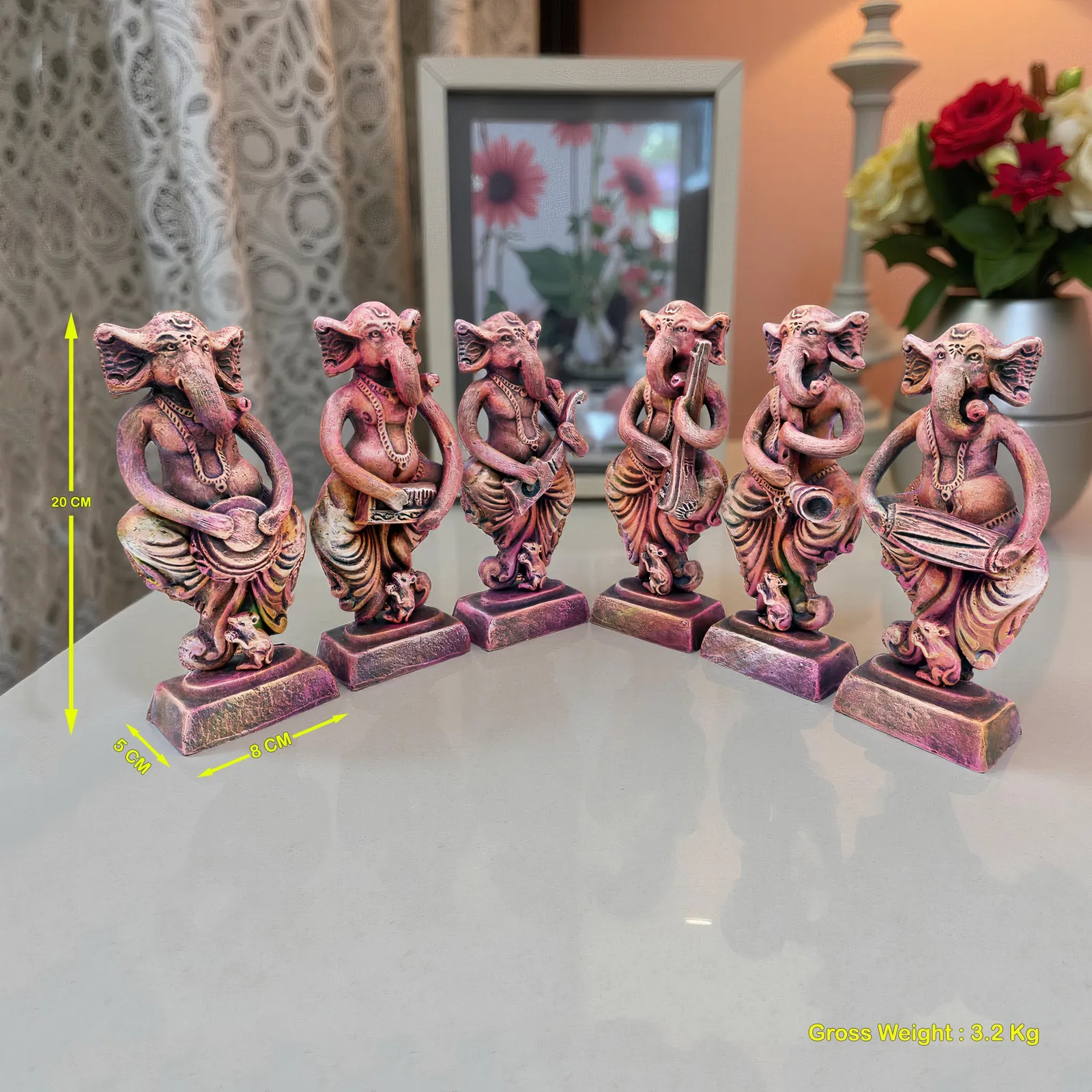 Musical Ganesha - Purple Shade | Handmade Terracotta Clay Figurine | Abstract Terracotta Showpieces