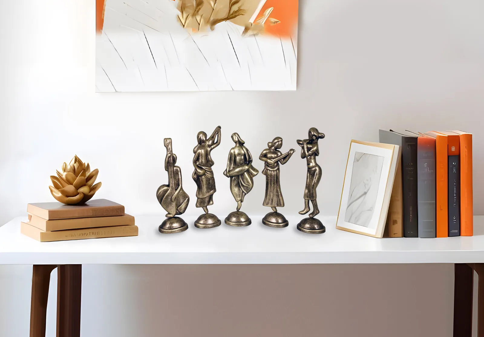 Musical Group - Metallic Golden | Handmade Terracotta Clay Figurine | Abstract Terracotta Showpieces