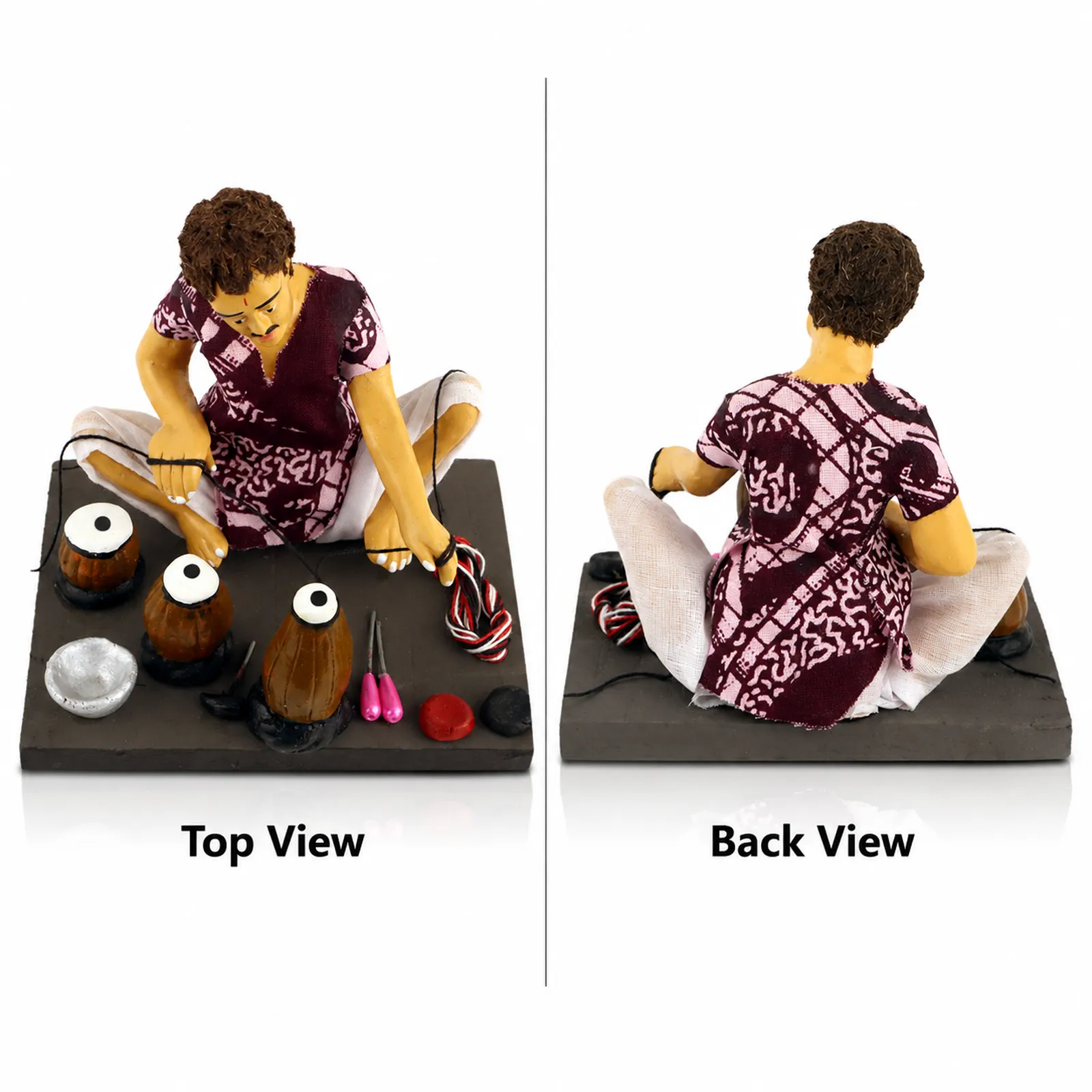 Musical Instruments Maker - Handmade Terracotta Clay Figurine | Basic Sitting Human Figure Idol