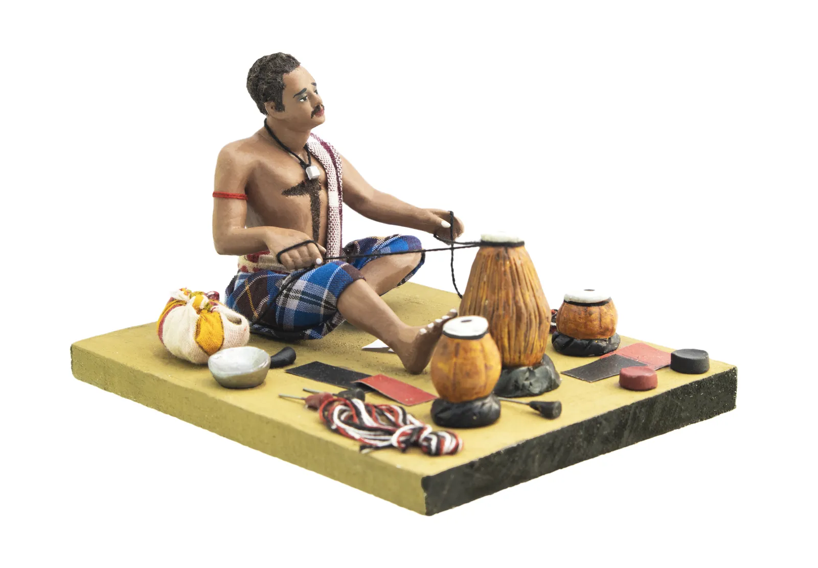 Musical Instruments Maker - Handmade Terracotta Clay Figurine | Prime Sitting Human Figure Idol