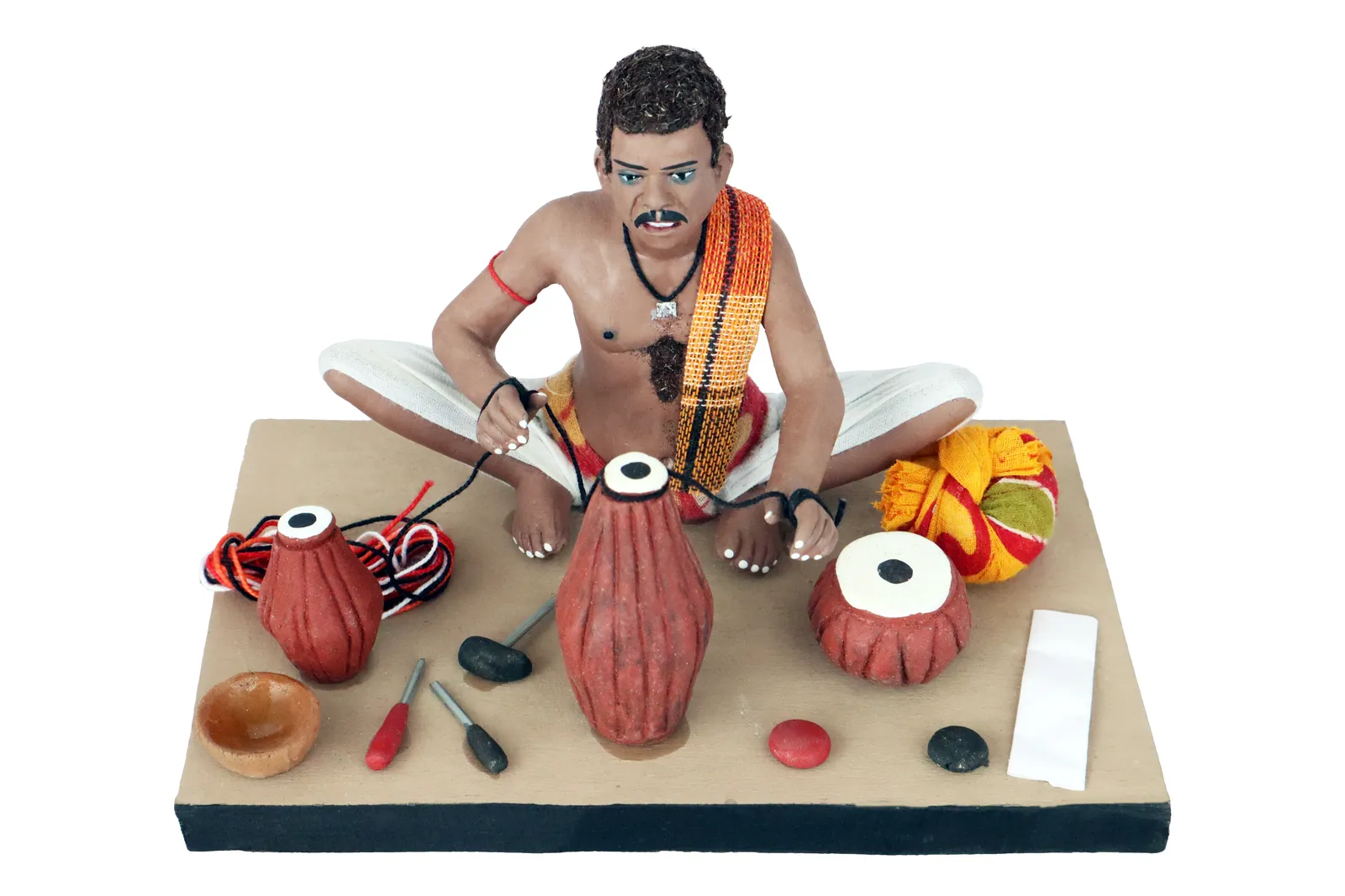 Musical Instruments Maker - Handmade Terracotta Clay Figurine | Standard Sitting Human Figure Idol