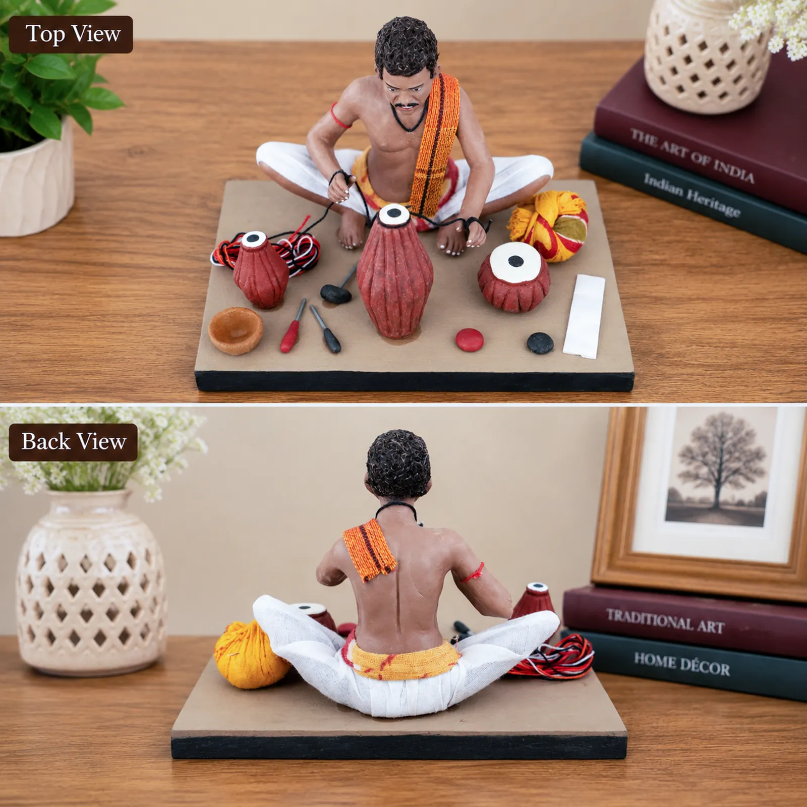 Musical Instruments Maker - Handmade Terracotta Clay Figurine | Standard Sitting Human Figure Idol