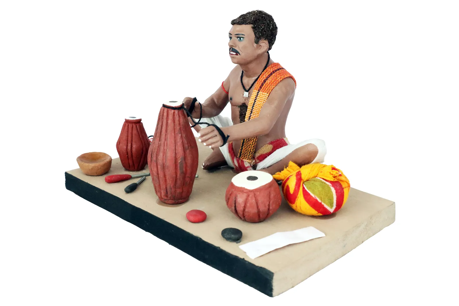 Musical Instruments Maker - Handmade Terracotta Clay Figurine | Standard Sitting Human Figure Idol