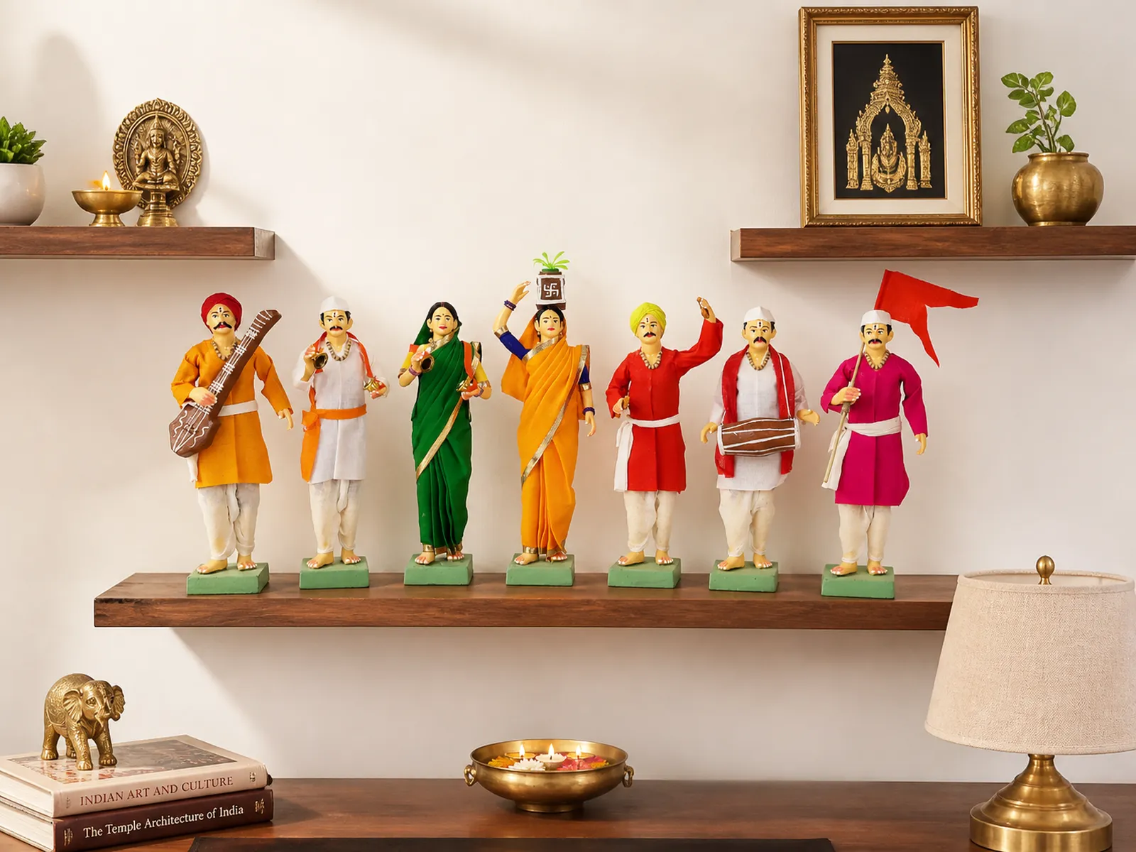 Pandharpur Warkari - Set of 7 - 10 Inch | Handmade Terracotta Clay Figurine | Standing Human Figure Idols