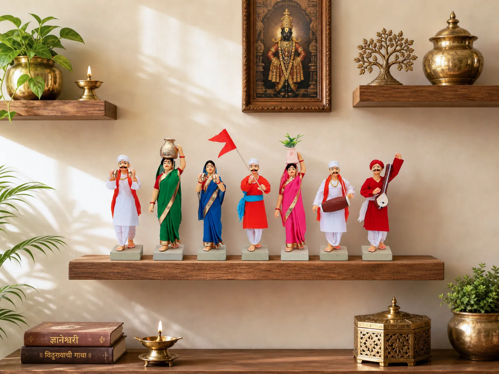 Pandharpur Warkari -Set of 7 -Standard - 6 Inch | Handmade Terracotta Clay Figurine | Standing Human Figure Idols