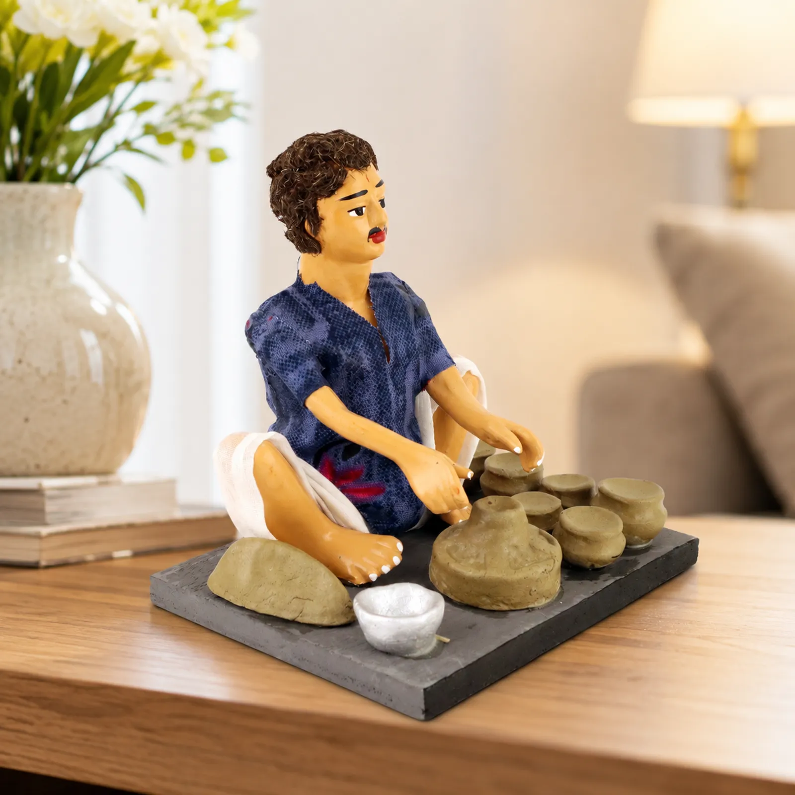 Potter - Handmade Terracotta Clay Figurine | Basic Sitting Human Figure Idol