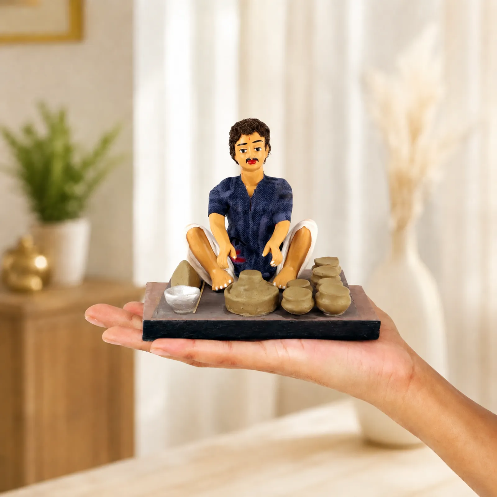 Potter - Handmade Terracotta Clay Figurine | Basic Sitting Human Figure Idol