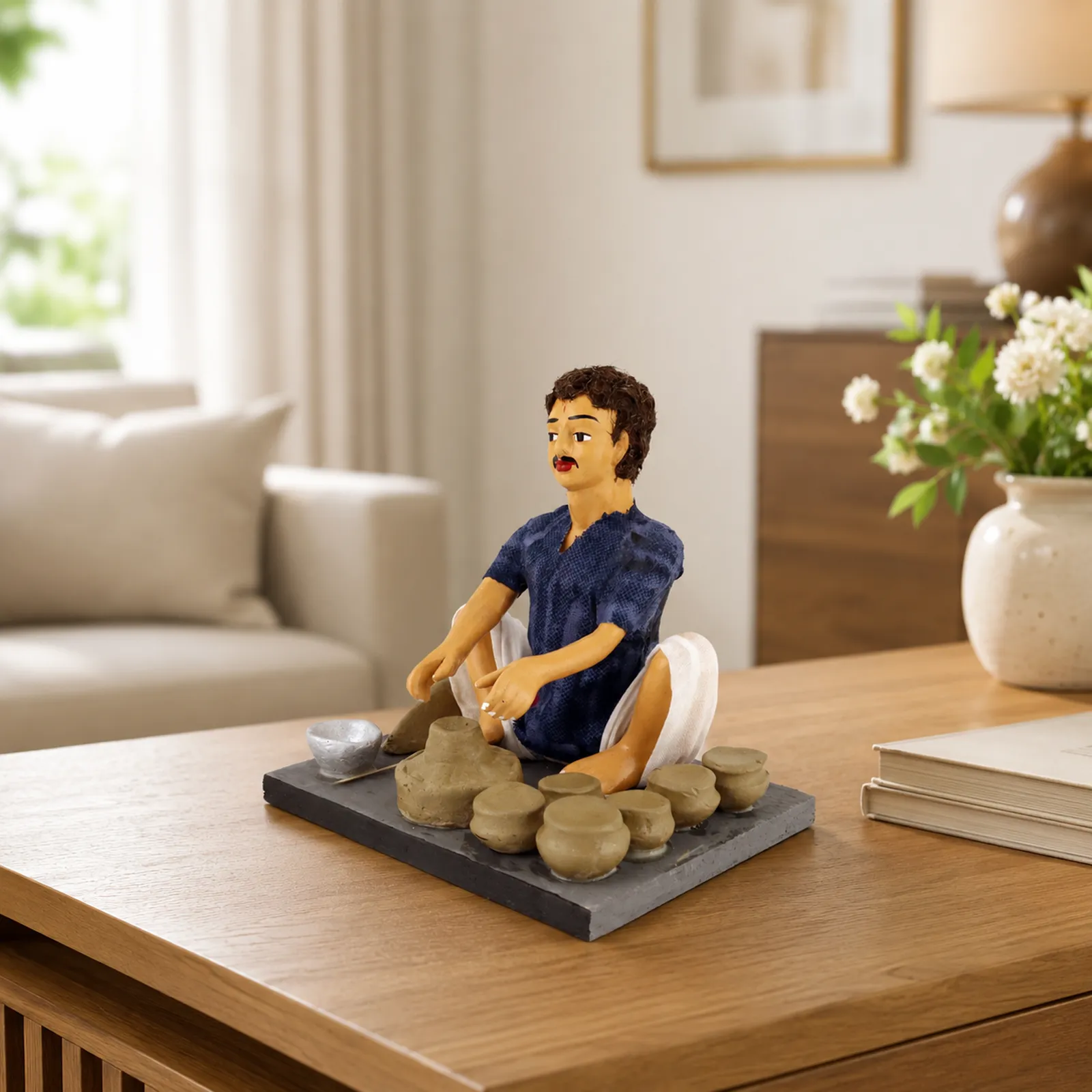 Potter - Handmade Terracotta Clay Figurine | Basic Sitting Human Figure Idol