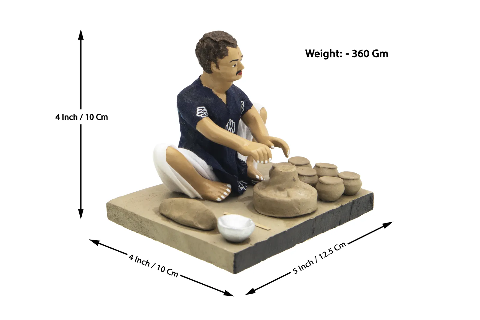 Potter - Handmade Terracotta Clay Figurine | Basic Sitting Human Figure Idol