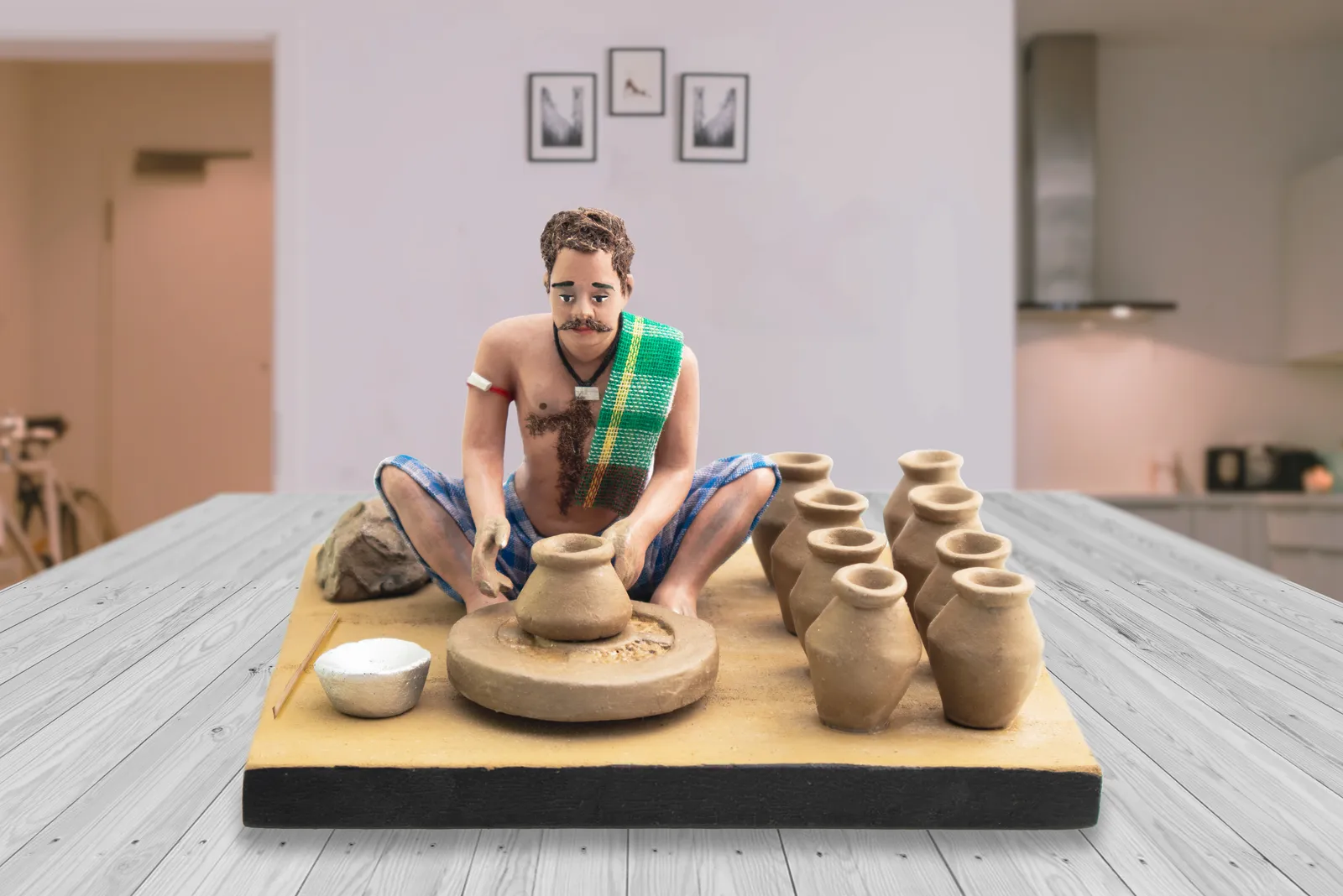 Potter - Handmade Terracotta Clay Figurine | Prime Sitting Human Figure Idol
