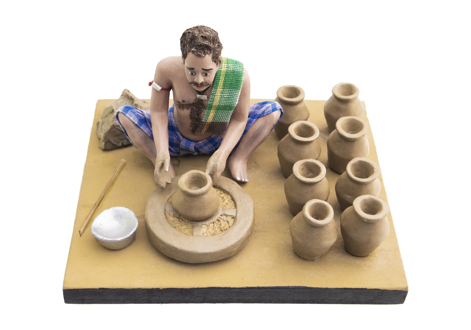Potter - Handmade Terracotta Clay Figurine | Prime Sitting Human Figure Idol