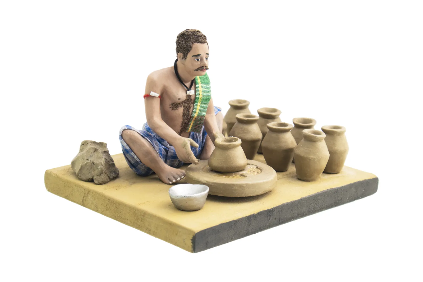 Potter - Handmade Terracotta Clay Figurine | Prime Sitting Human Figure Idol