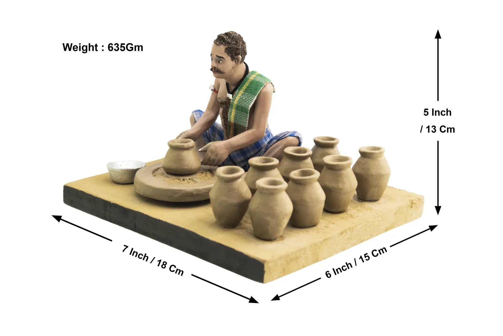 Potter - Handmade Terracotta Clay Figurine | Prime Sitting Human Figure Idol