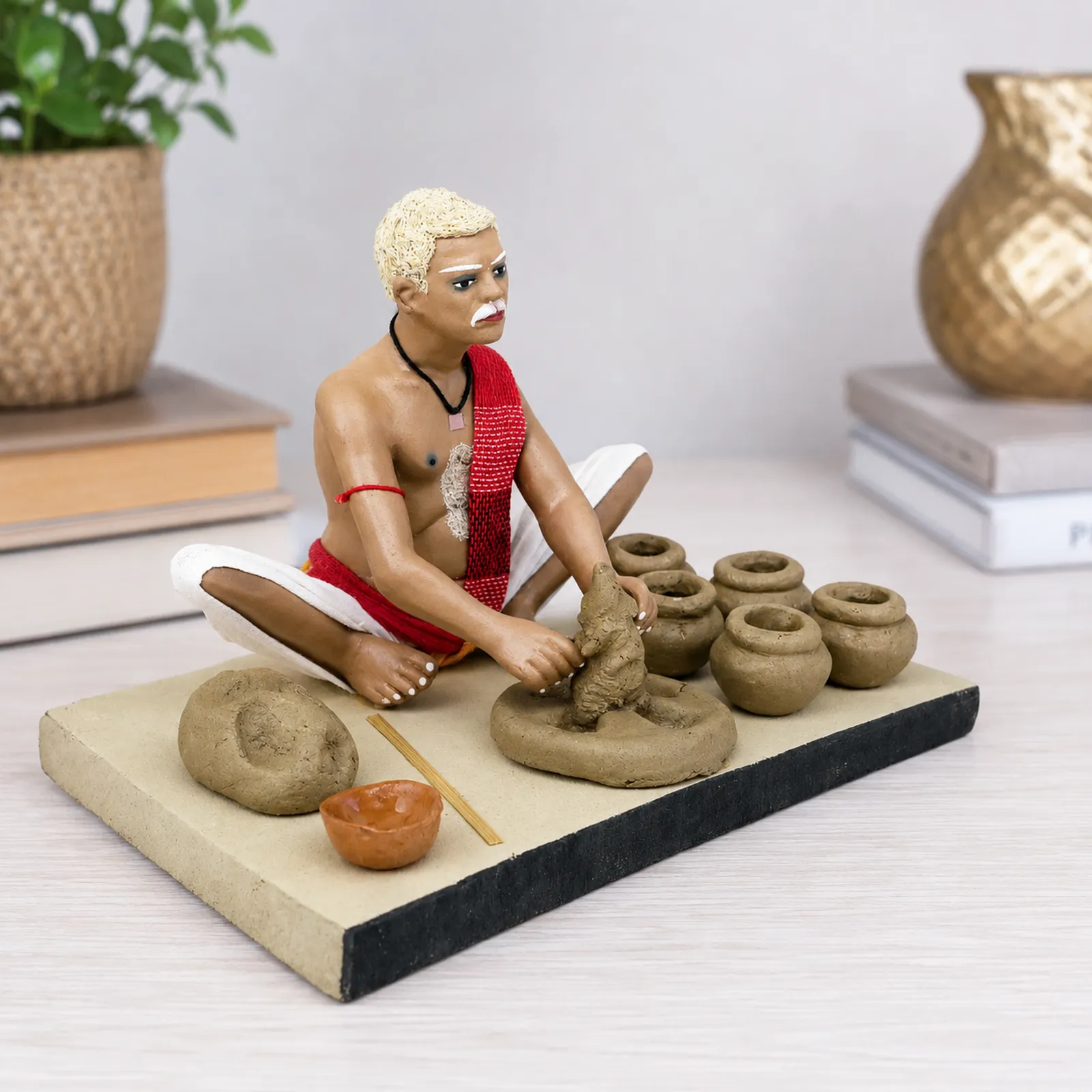 Potter - Handmade Terracotta Clay Figurine | Standard Sitting Human Figure Idol
