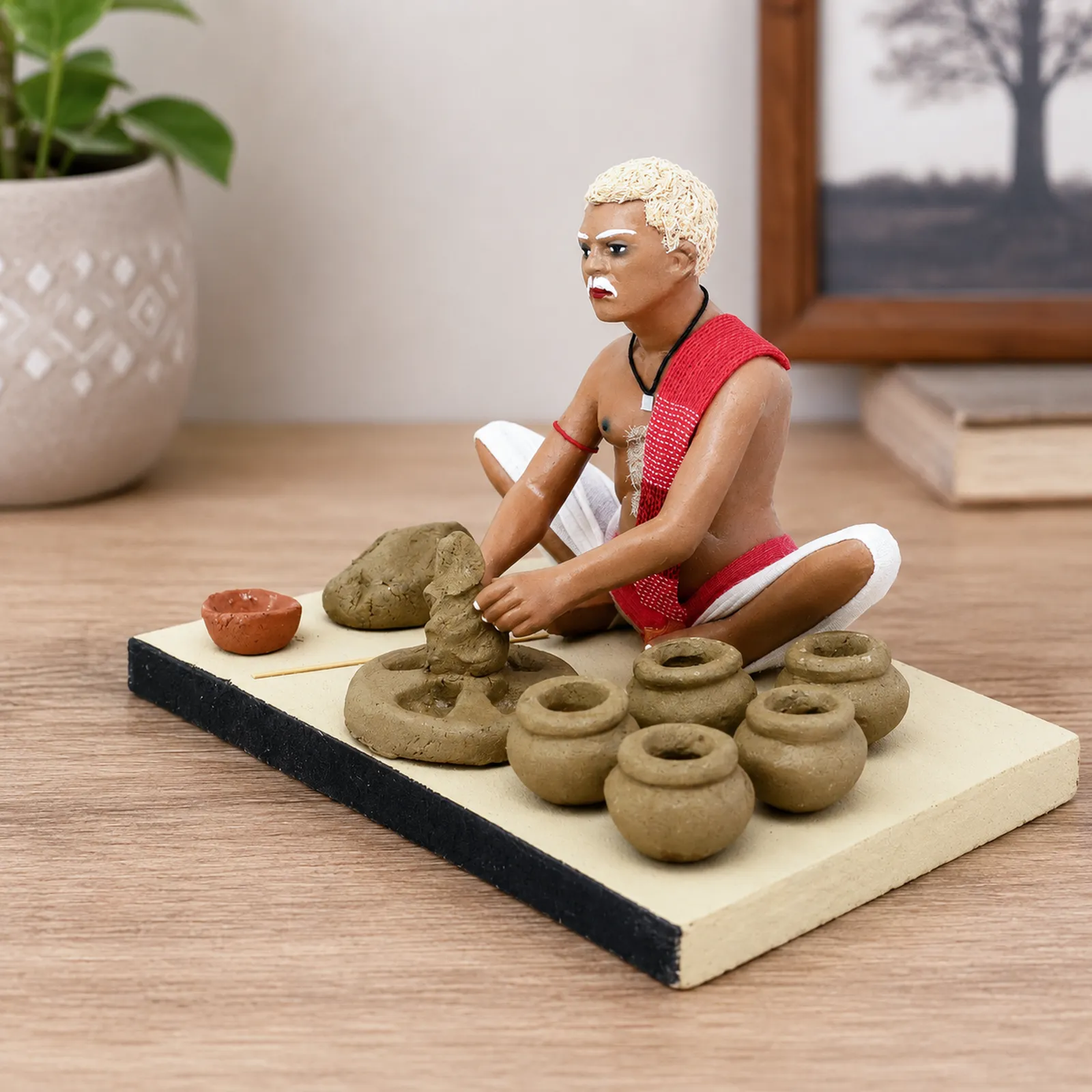 Potter - Handmade Terracotta Clay Figurine | Standard Sitting Human Figure Idol