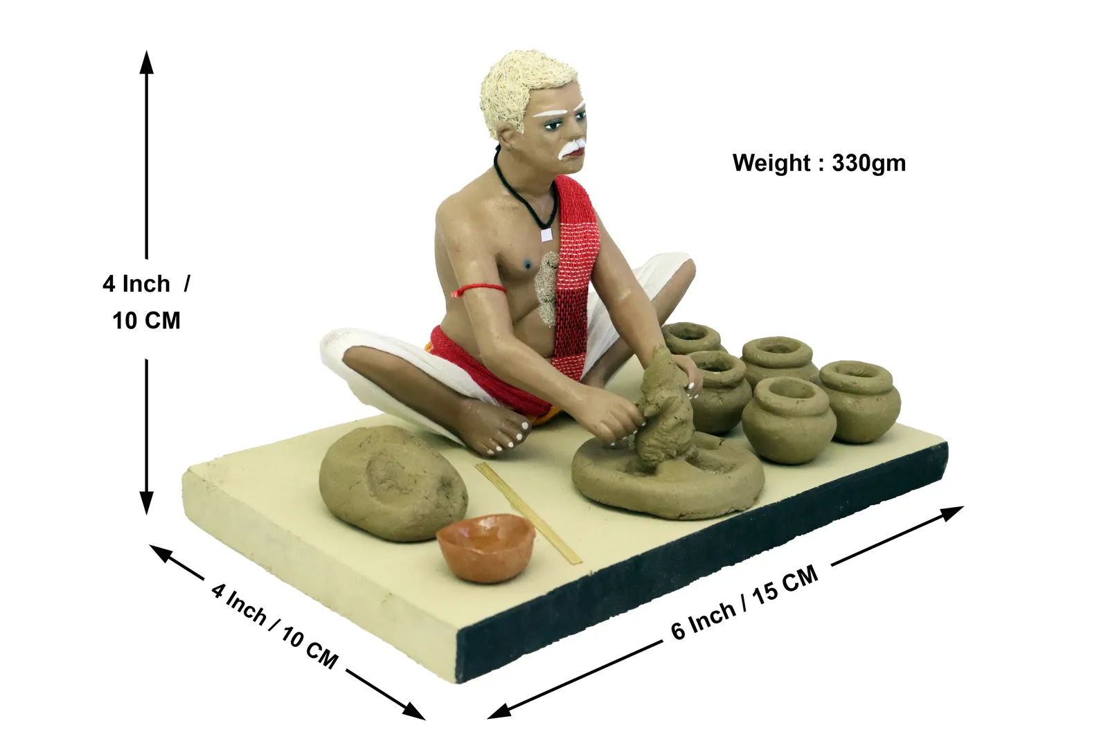 Potter - Handmade Terracotta Clay Figurine | Standard Sitting Human Figure Idol